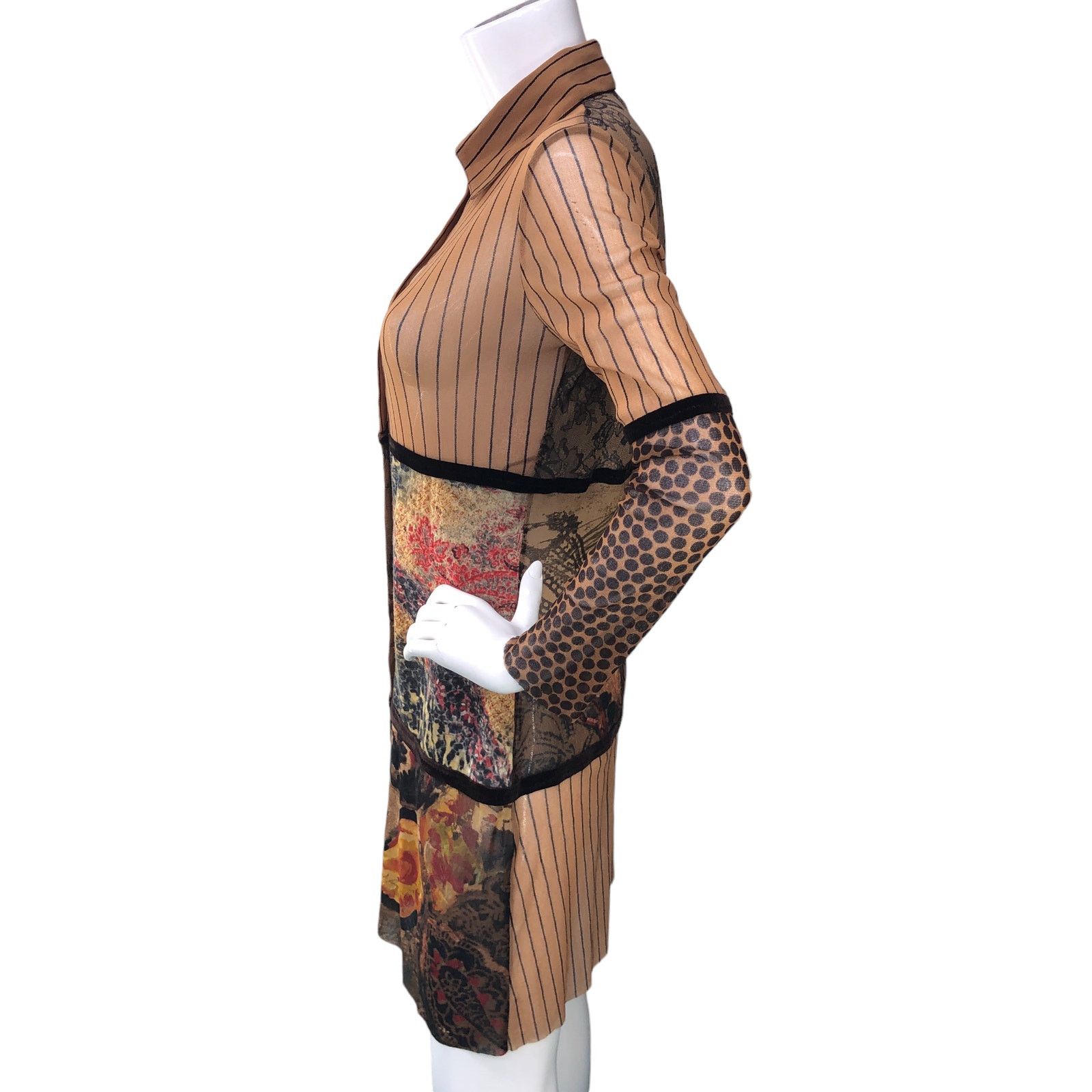 FUZZI Fuzzi JPG Size M Shirt Dress Sheer Multimedia Long Sleeve Size M / US 6-8 / IT 42-44 - 5 Thumbnail