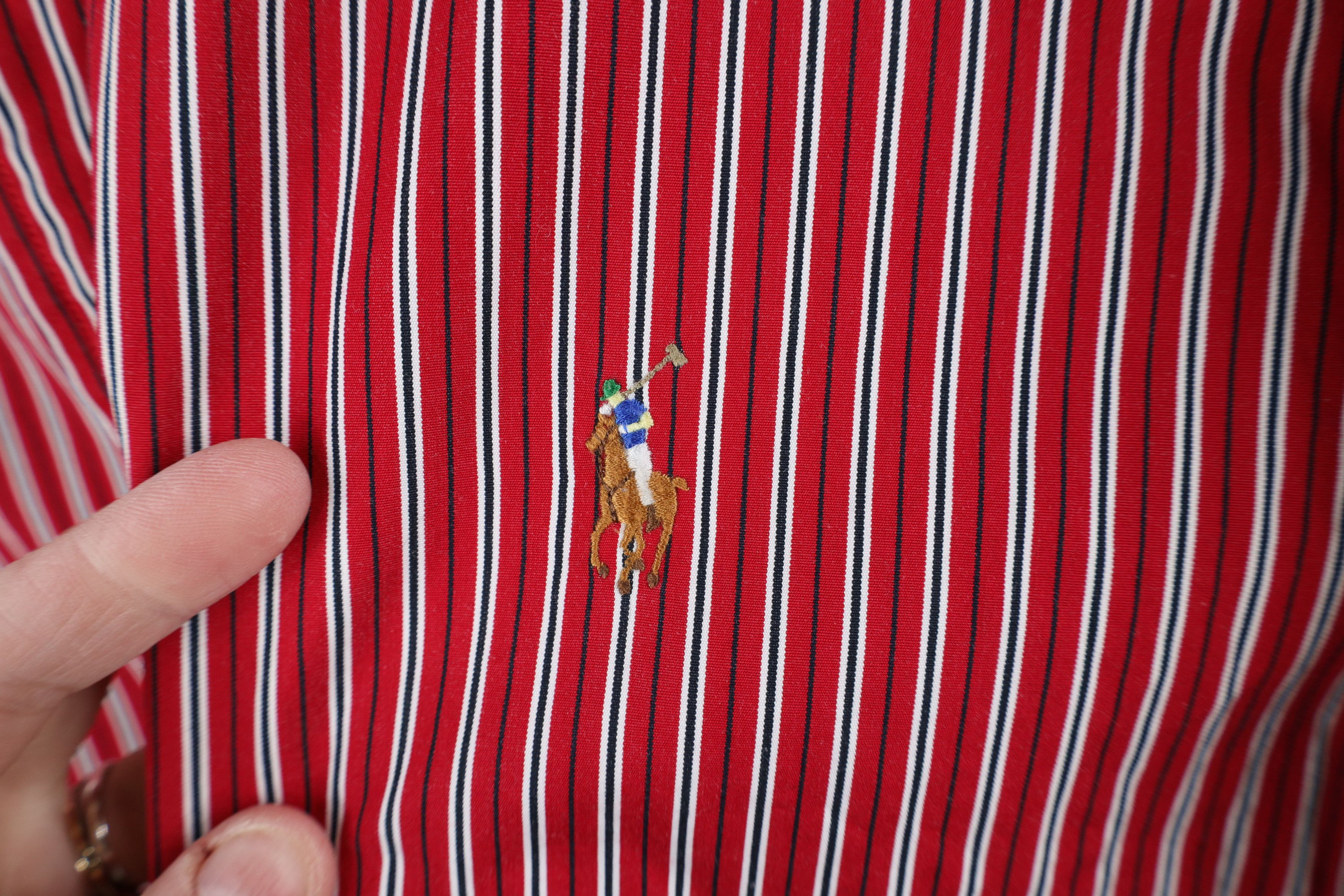 Ralph Lauren × Vintage Vintage 90s Ralph Lauren Striped Collared Button Down Shirt Size US XL / EU 56 / 4 - 4 Thumbnail