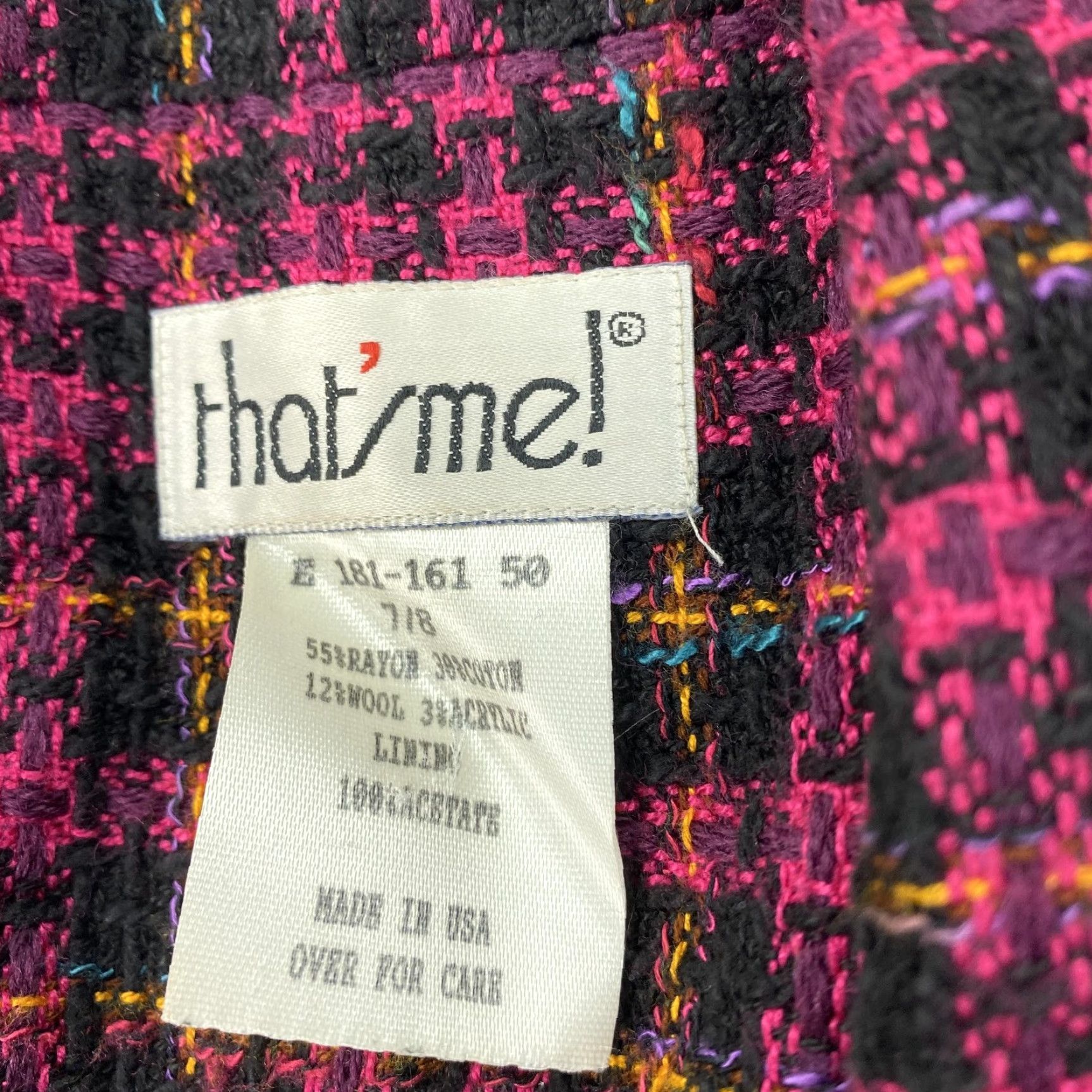 Vintage VINTAGE That's Me! Blazer Womens 18 Pink Black Tweed Plaid Single-Breasted Notch Lapel Jacket Tailored Business Workwear Womens 90s Size XXL / US 16-18 / IT 52-54 - 2 Thumbnail
