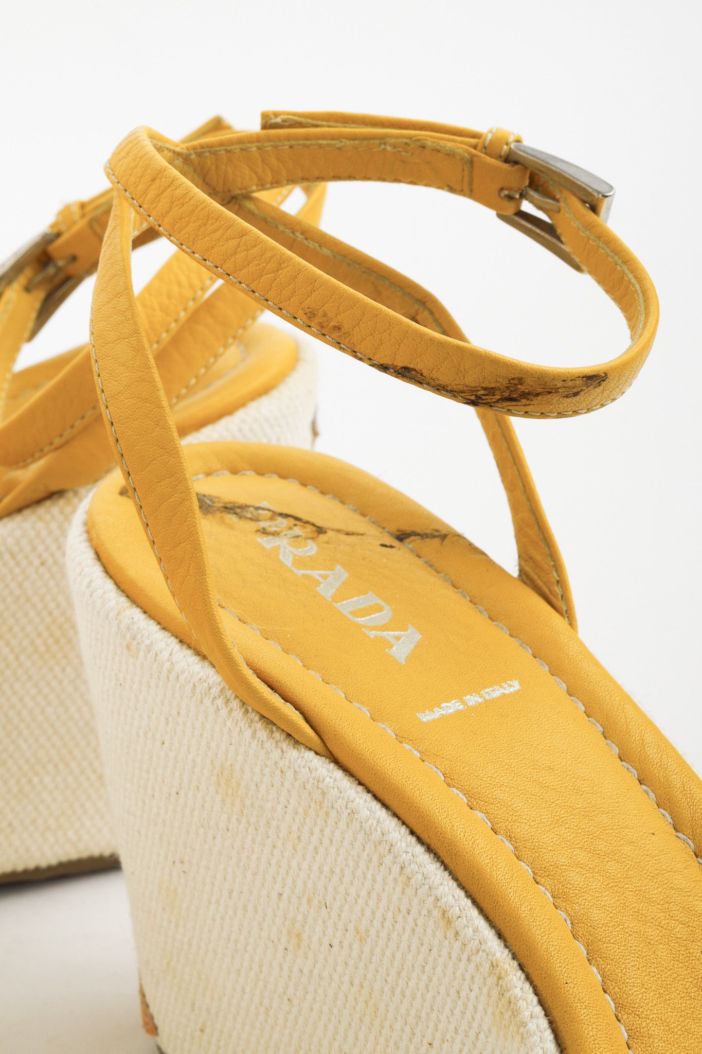 Prada Prada Yellow Platform Beach Theme Espadrille Sandals Size US 10.5 / IT 40.5 - 11 Thumbnail