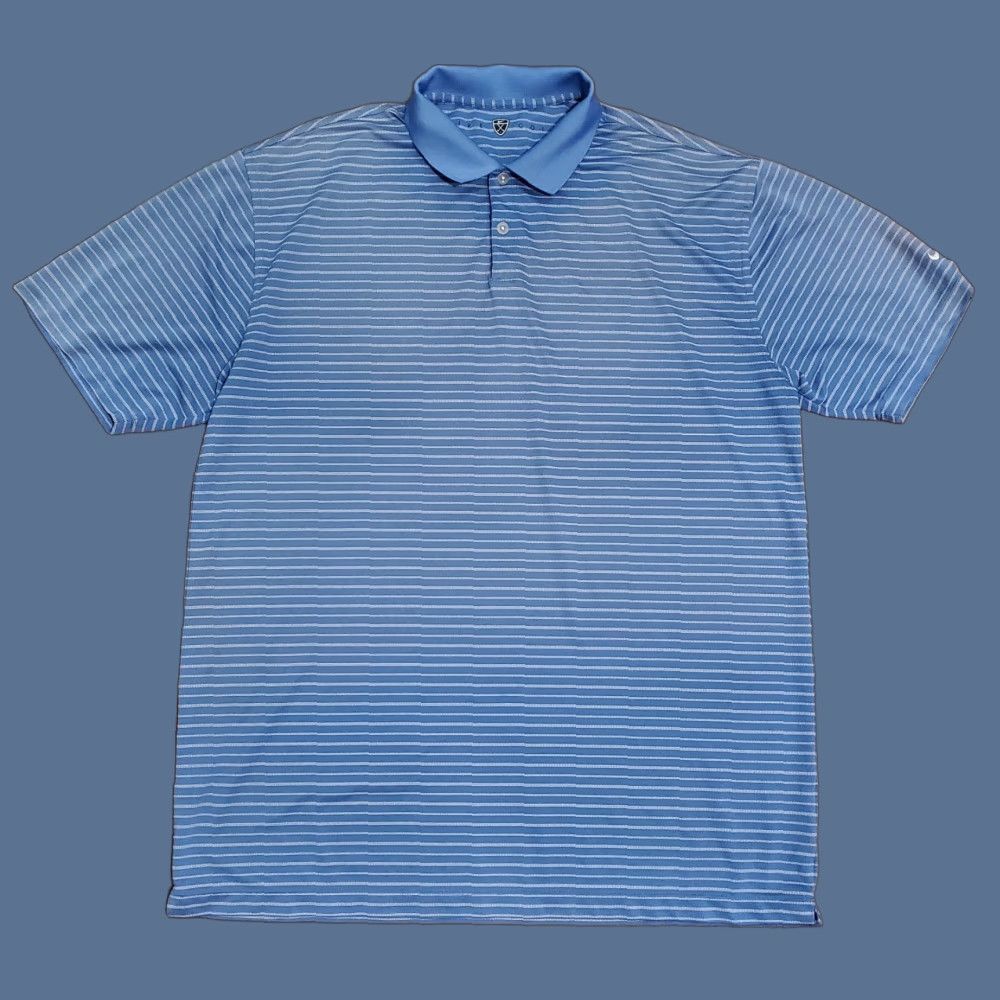 Nike Nike Golf Polo Shirt Mens XL Blue White Fading Dri-Fit Performance Tour Nike Logo Breathable Short Sleeve 100% Polyester Size US XL / EU 56 / 4 - 1 Thumbnail