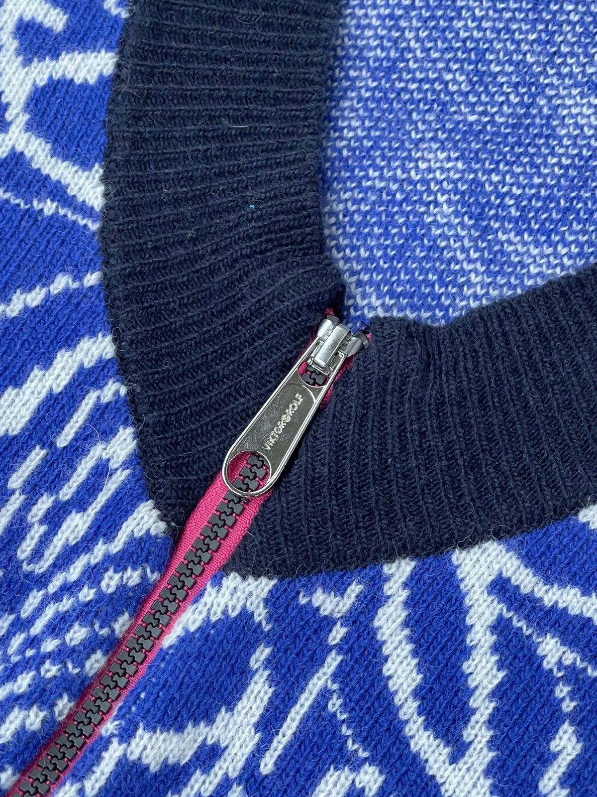 Viktor & Rolf !DS! SS23 Viktor & Rolf Jacquard Spencer Blue Knit Vest Size US M / EU 48-50 / 2 - 19 Thumbnail