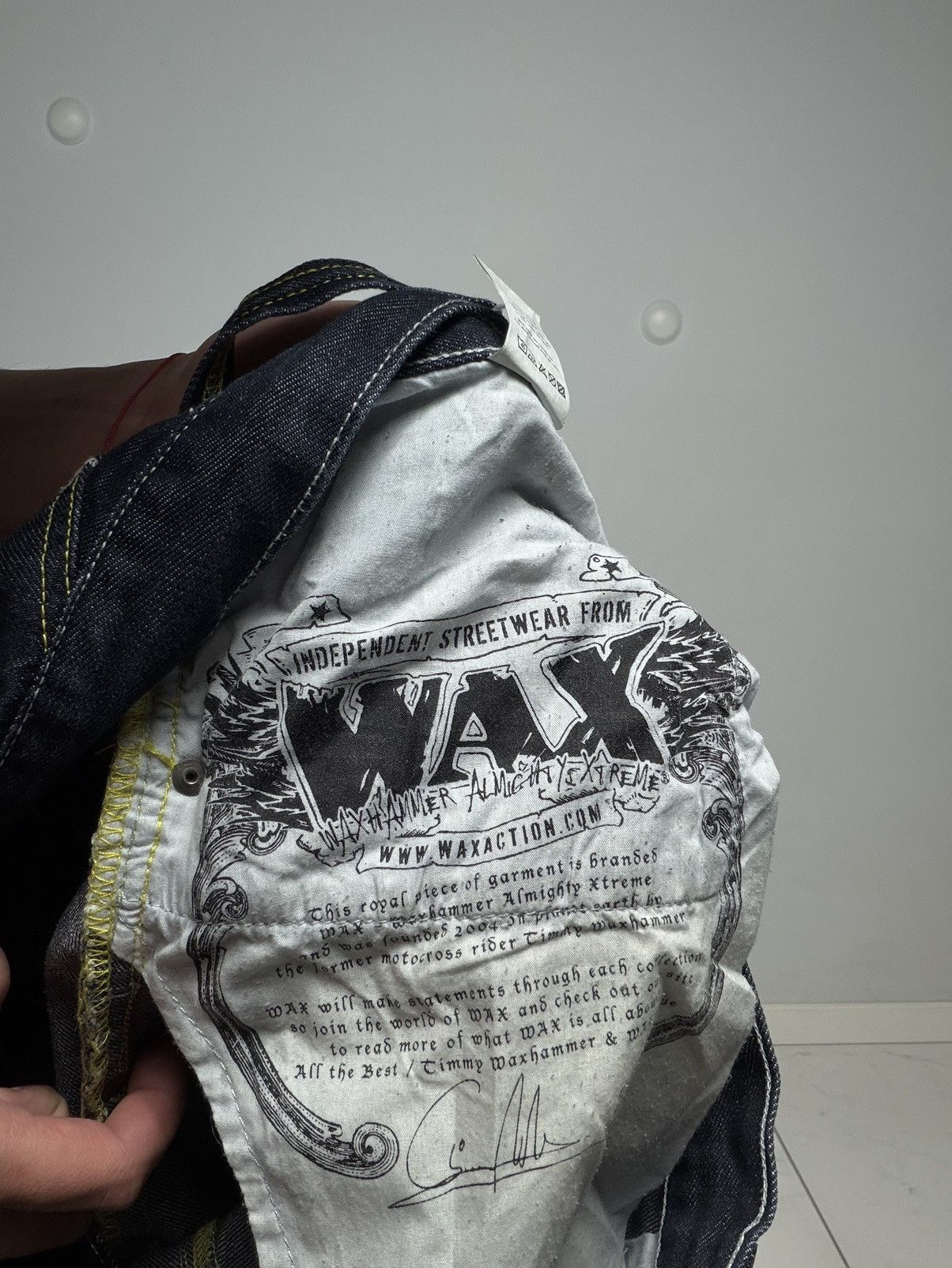 Vintage Wax Action Jeans La Famiglia Hammer PrintLogo Y2k Streetwear Size US 36 / EU 52 - 12 Thumbnail