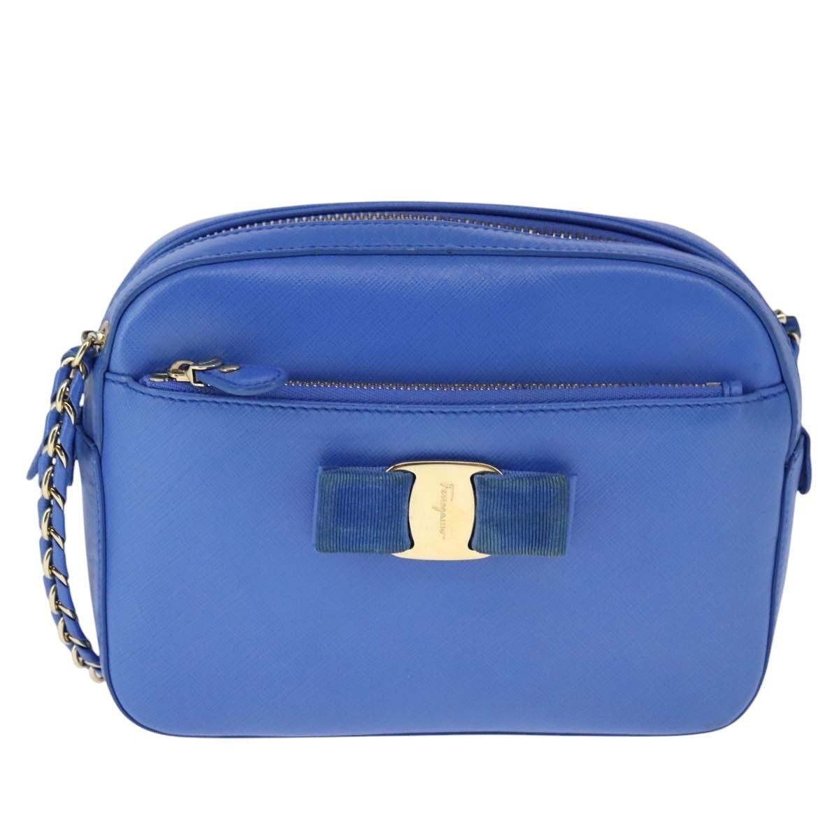 Salvatore Ferragamo Salvatore Ferragamo Vala Chain Shoulder Bag Leather Blue Size ONE SIZE - 13 Thumbnail