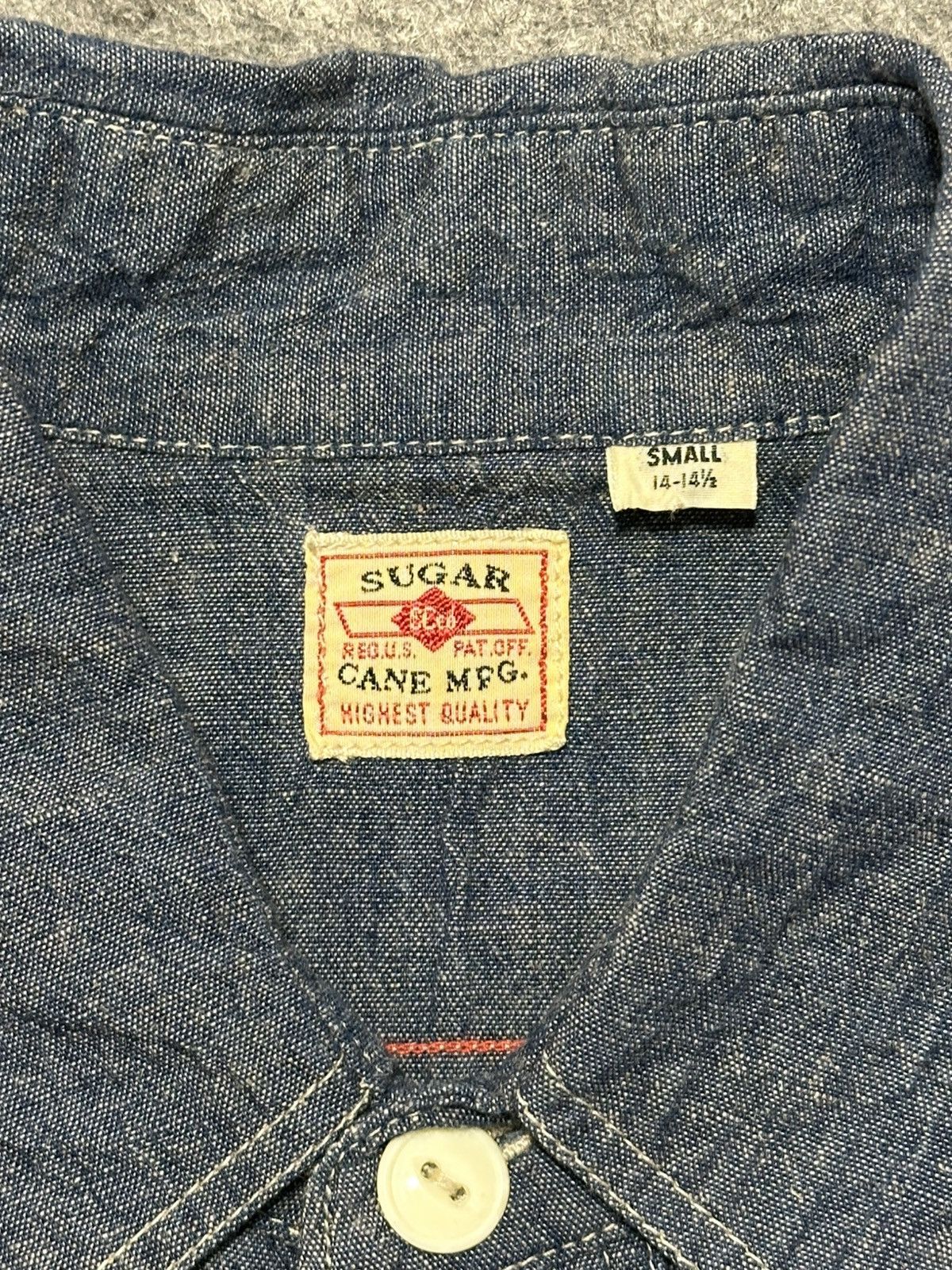 Sugar Cane Sugar Cane navy indigo chambray short-sleeve work shirt Size US S / EU 44-46 / 1 - 7 Thumbnail