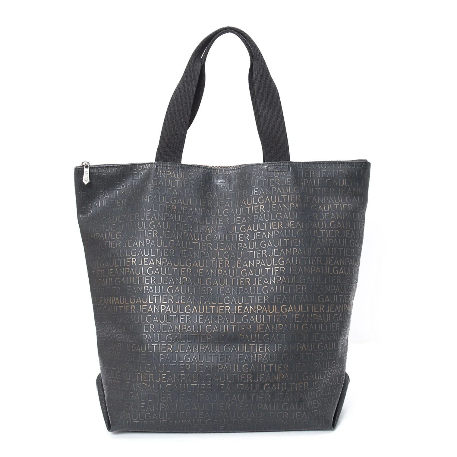 Jean Paul Gaultier Typography Embossed Tote Bag in Black/Bronze Size ONE SIZE - 1 Thumbnail