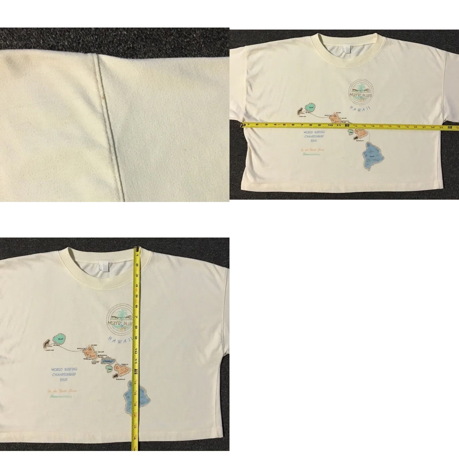 Vintage VINTAGE World Surf Championship Shirt 80s Hawaii Quiksilver OP 70s Crop Beige Womens Size ONE SIZE - 8 Thumbnail