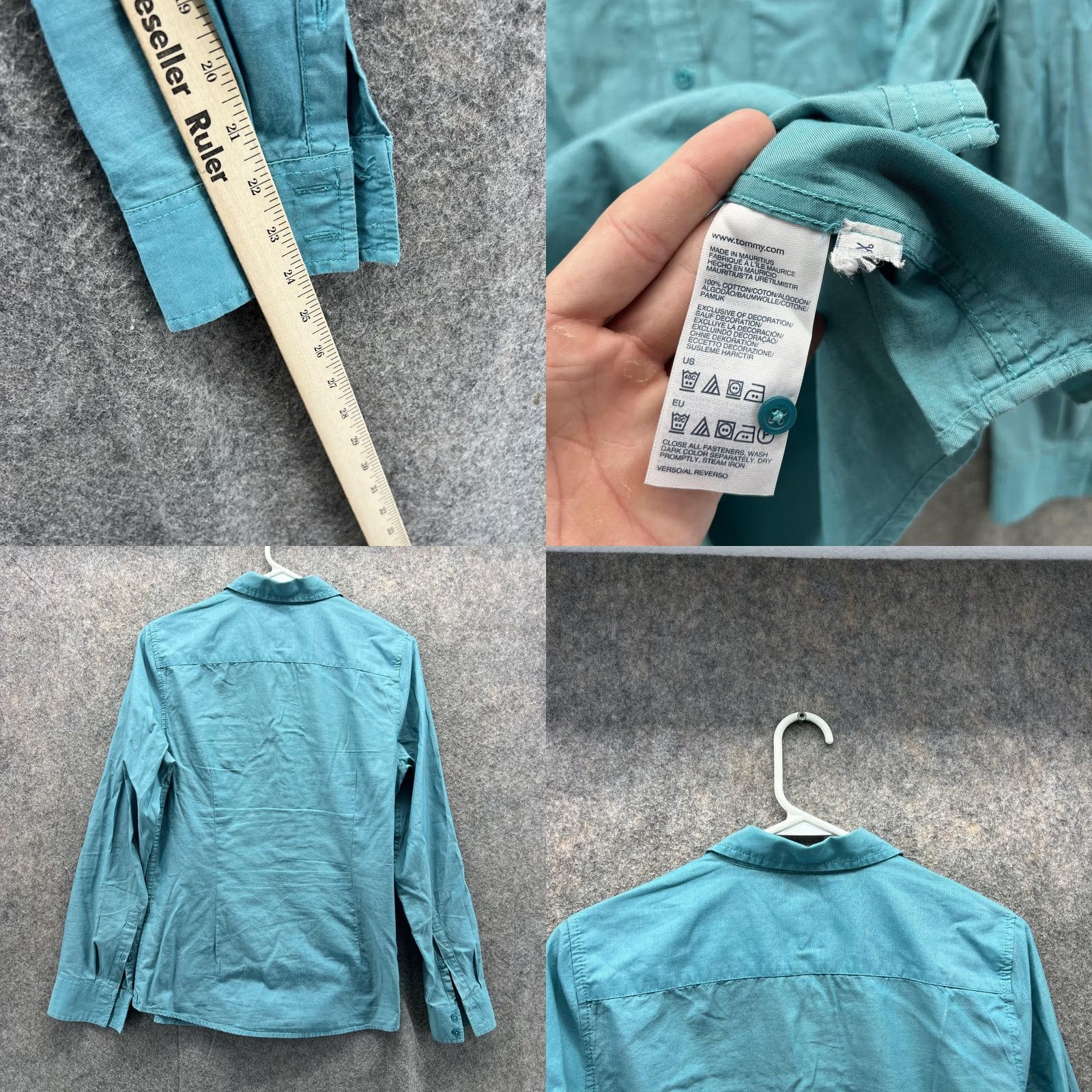 Tommy Hilfiger Tommy Hilfiger Shirt Women Medium Teal Blue Casual Button Down Preppy Vtg Size M / US 6-8 / IT 42-44 - 8 Thumbnail