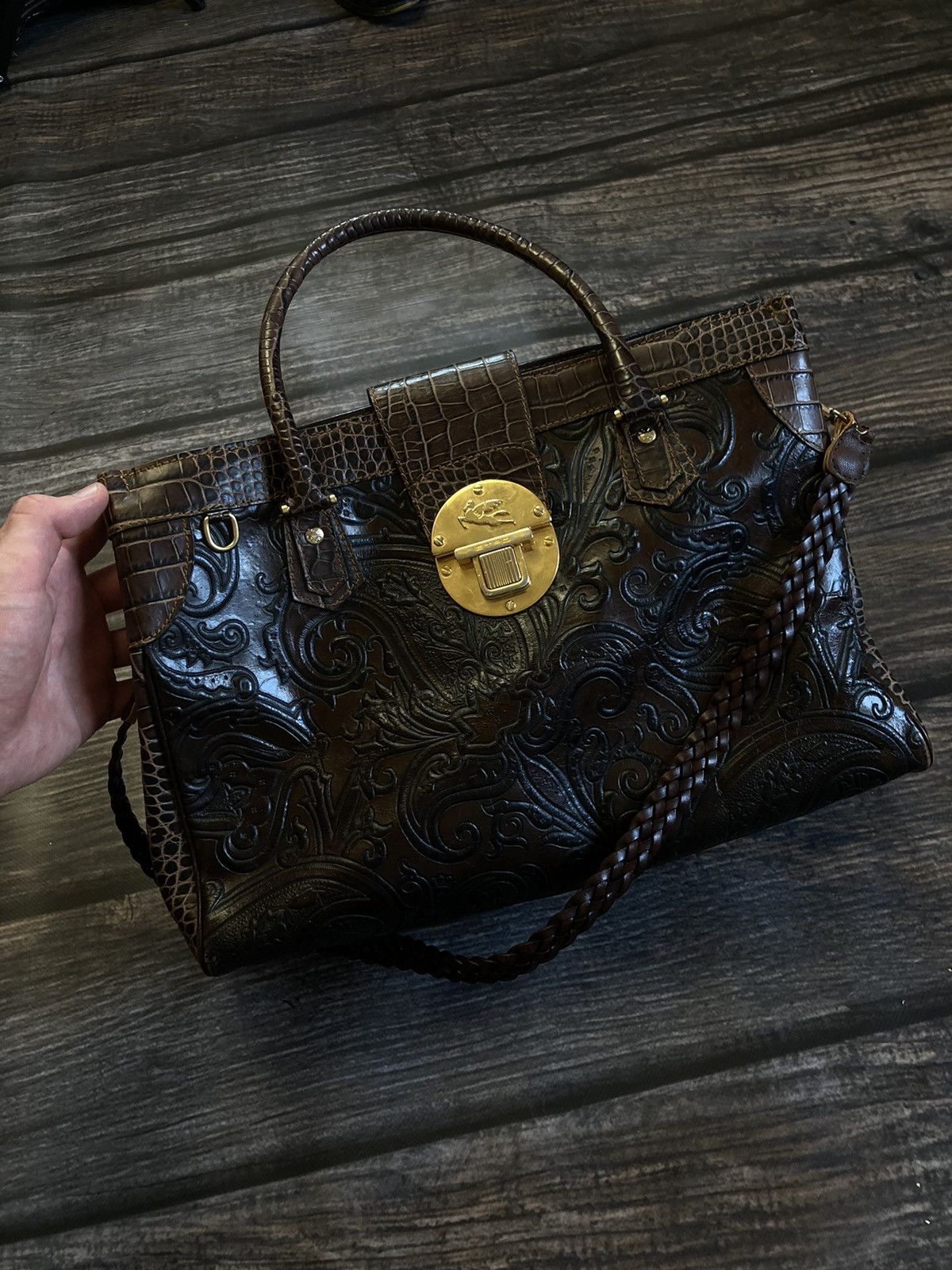 Etro Etro leather flowers vintage big logo bag Size ONE SIZE - 2 Thumbnail