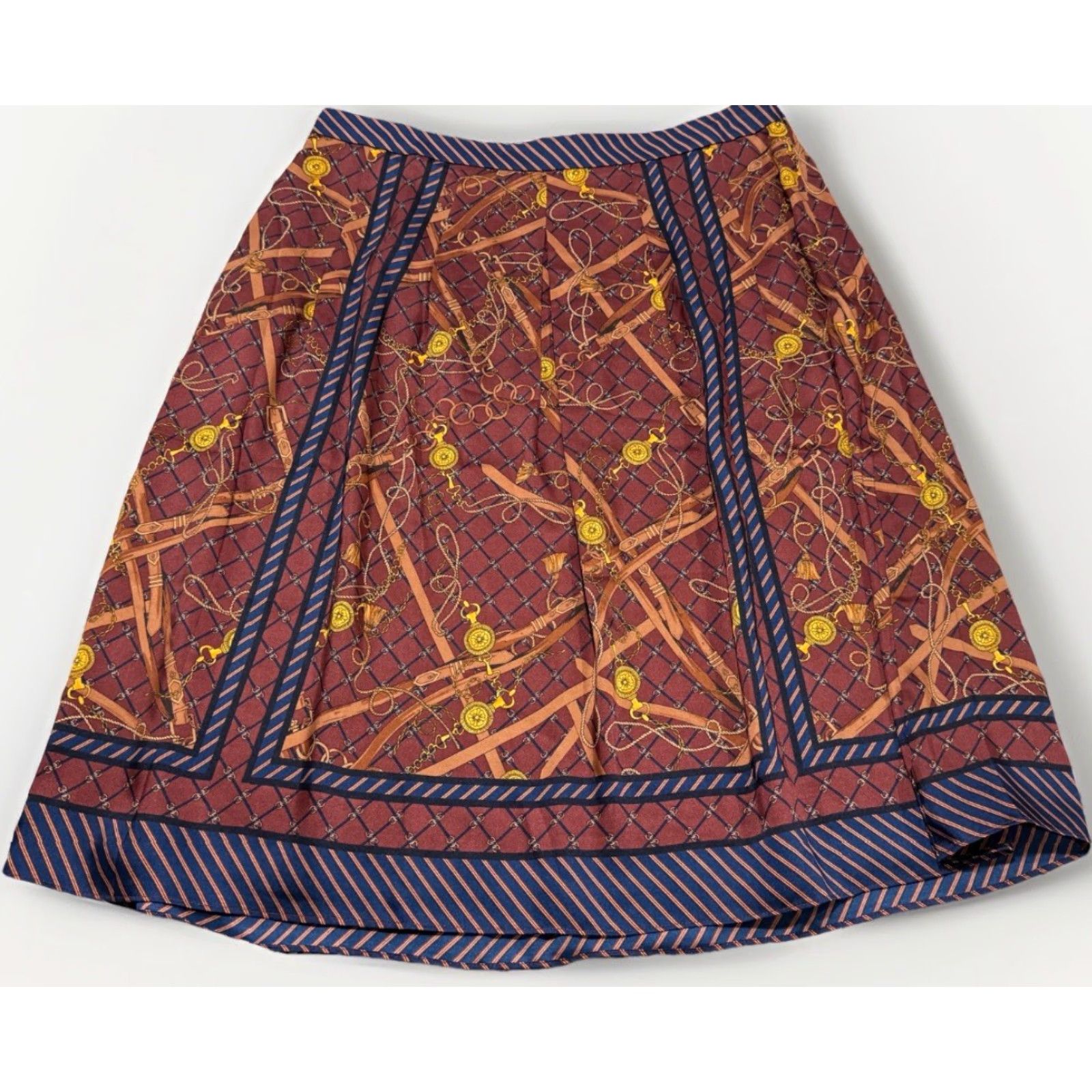 Talbots TALBOTS Equestrian Print Pleated Skirt Women's Size 12 Multicolor Knee Length Size 34" / US 12 / IT 48 - 2 Thumbnail