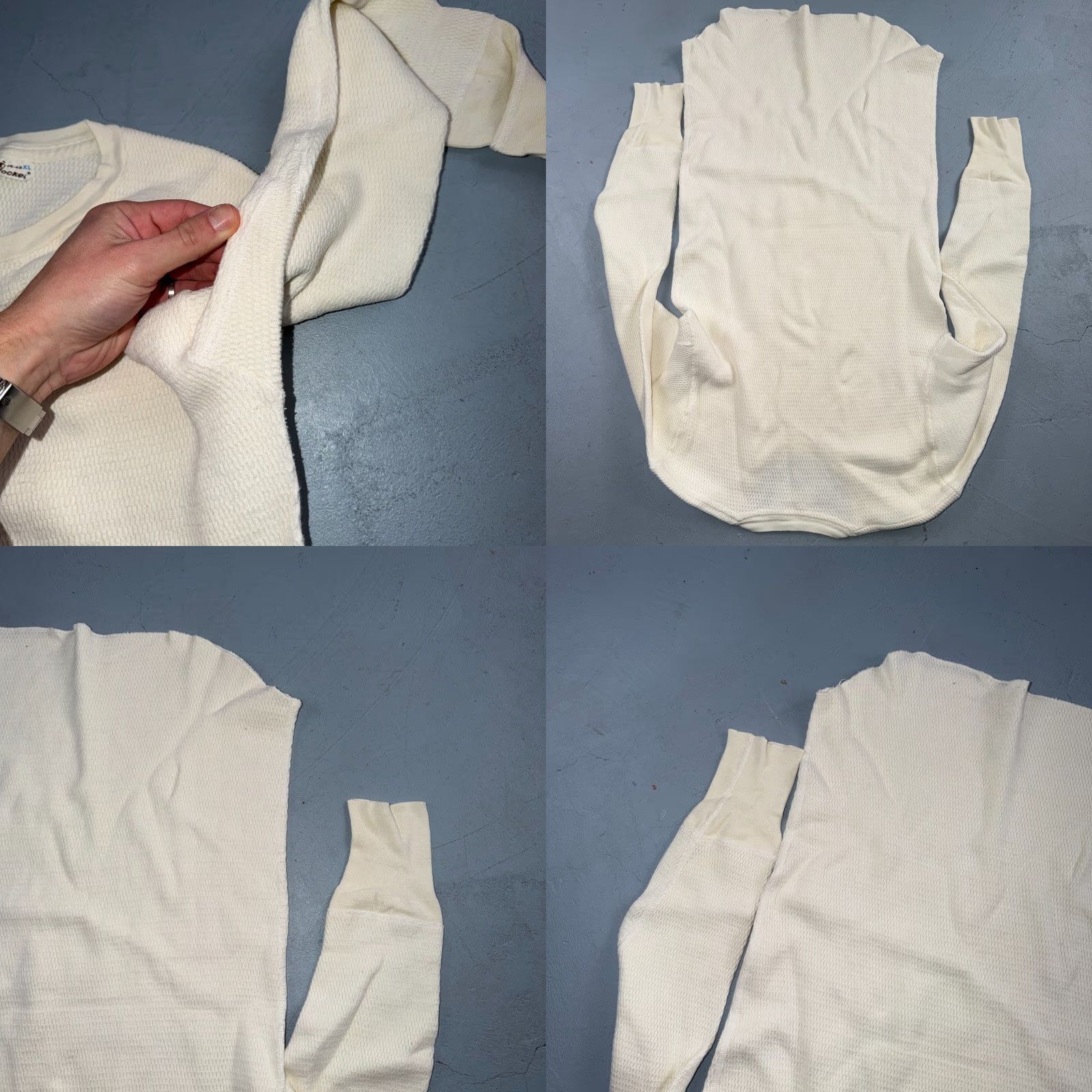 Jockey Jockey VTG 1960s Shirt Ivory Waffle Knit Thermal Long Sleeve XL Cotton 100% Casual Mens/Vintage Shirt Size US XL / EU 56 / 4 - 8 Thumbnail