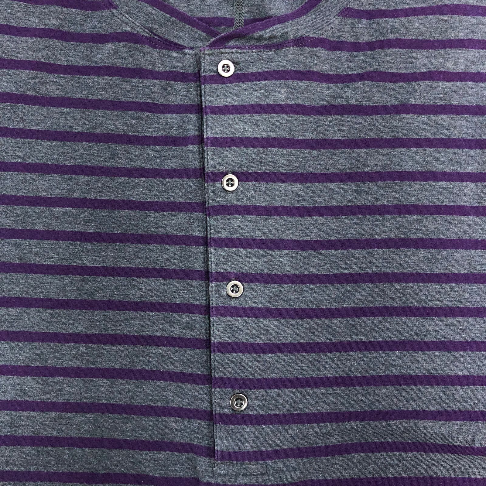 Lululemon Lululemon Size L Shirt Henley Long Sleeve Stripe Gray Purple Size US L / EU 52-54 / 3 - 16 Thumbnail
