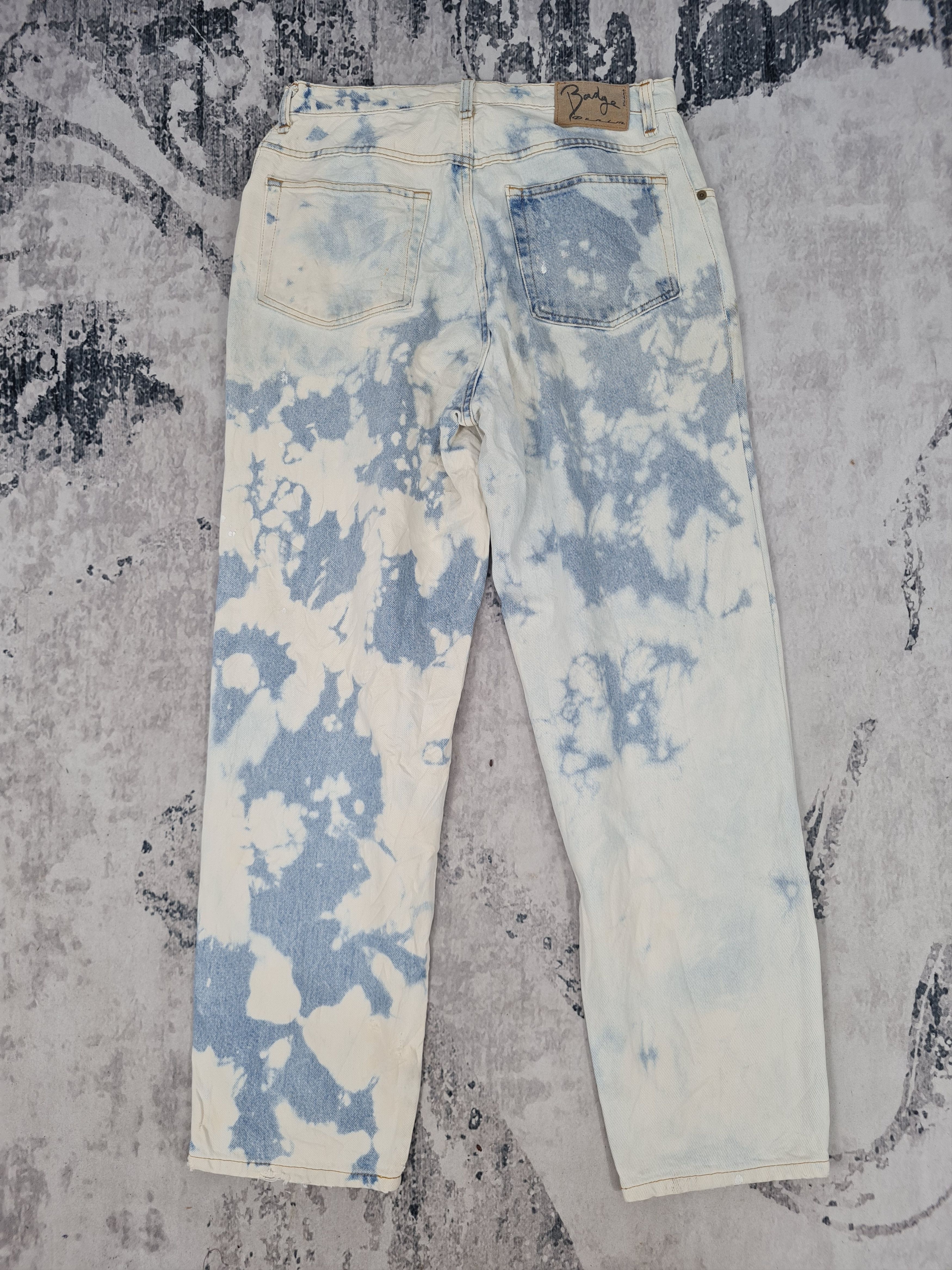 Japanese Brand BADGE DENIM Acid Wash Faded Ripped Jeans Size 32x30 JB0148 Size US 32 / EU 48 - 2 Thumbnail