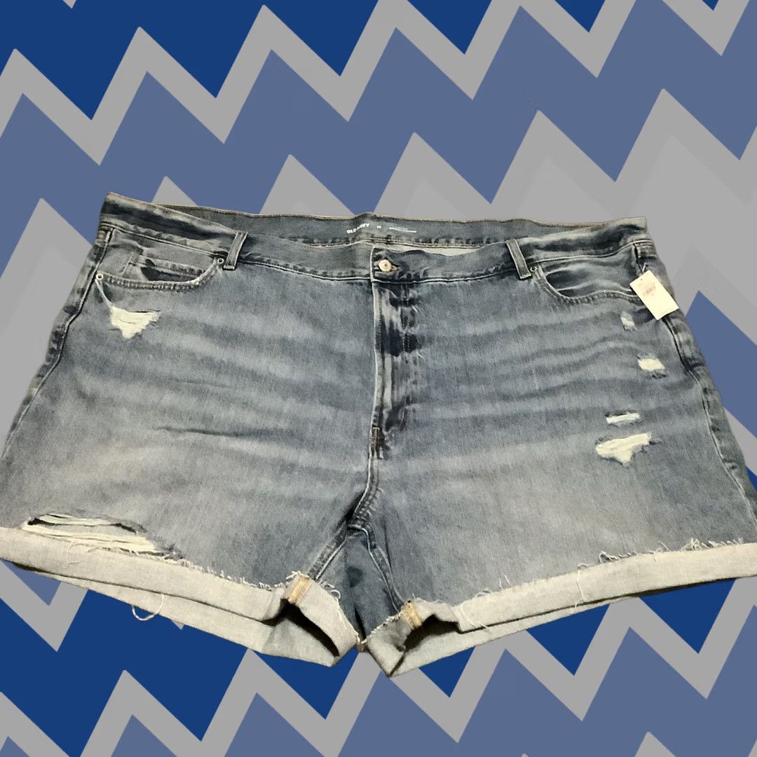 Old Navy VINTAGE Old Navy Denim Shorts Slouchy Straight Cut-Off Plus Size 28 Women Blue Dark High Rise NEW Size 28" / US 6 / IT 42 - 1 Thumbnail