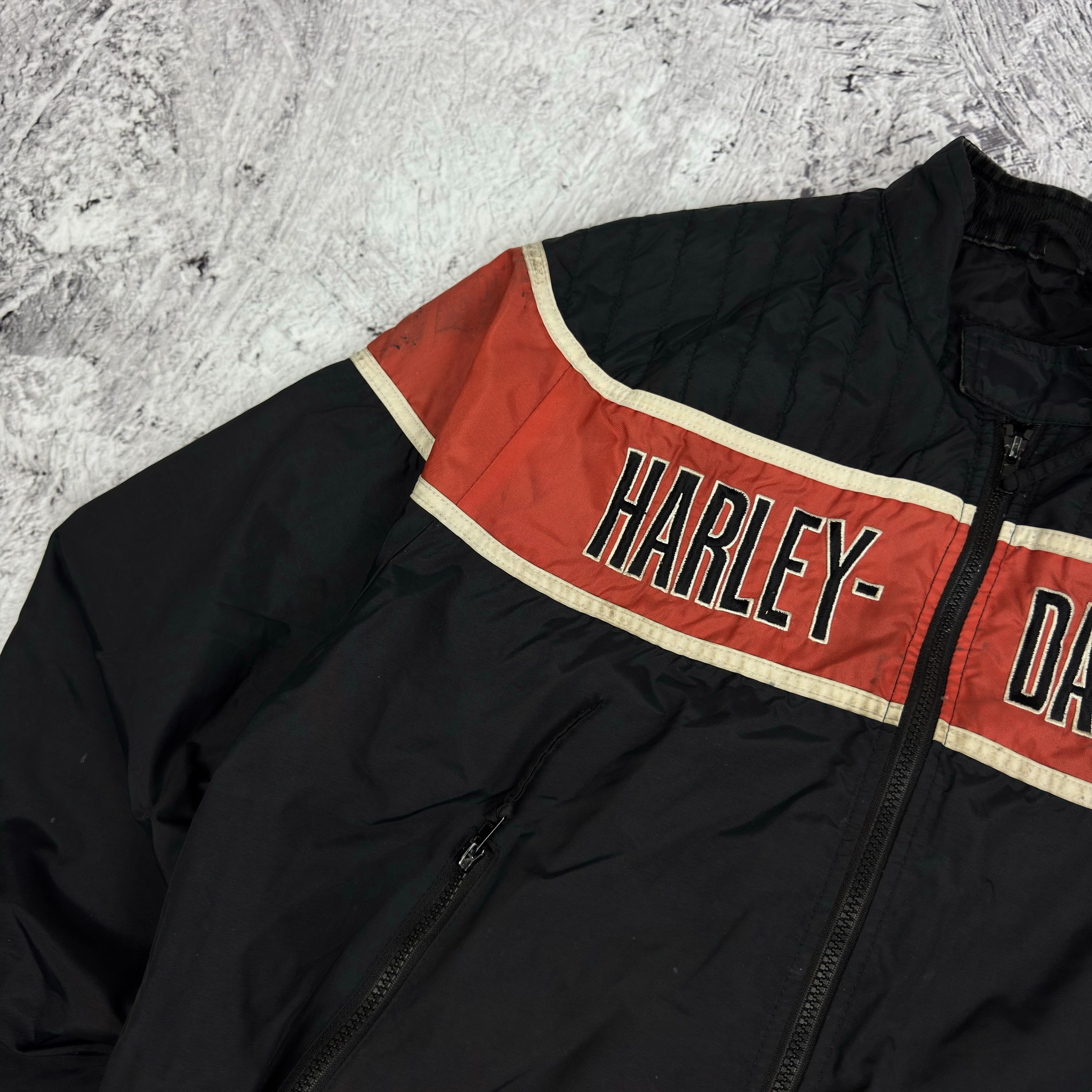 Harley Davidson Harley-Davidson Men's Black Full Zip Biker Racing Jacket Size US L / EU 52-54 / 3 - 4 Thumbnail