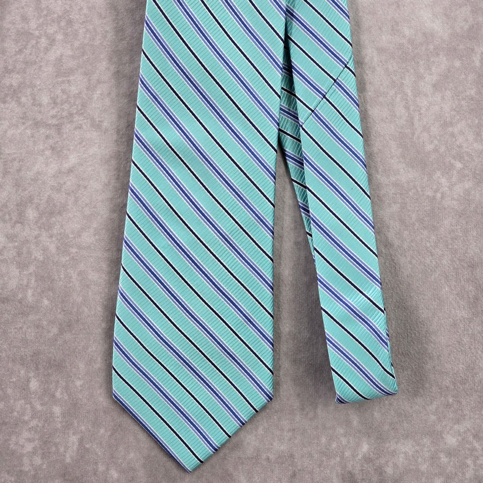 Saddlebred Saddlebred Blue Stripe Repp 100% Silk Men's Neck Tie Size 30 - 2 Thumbnail