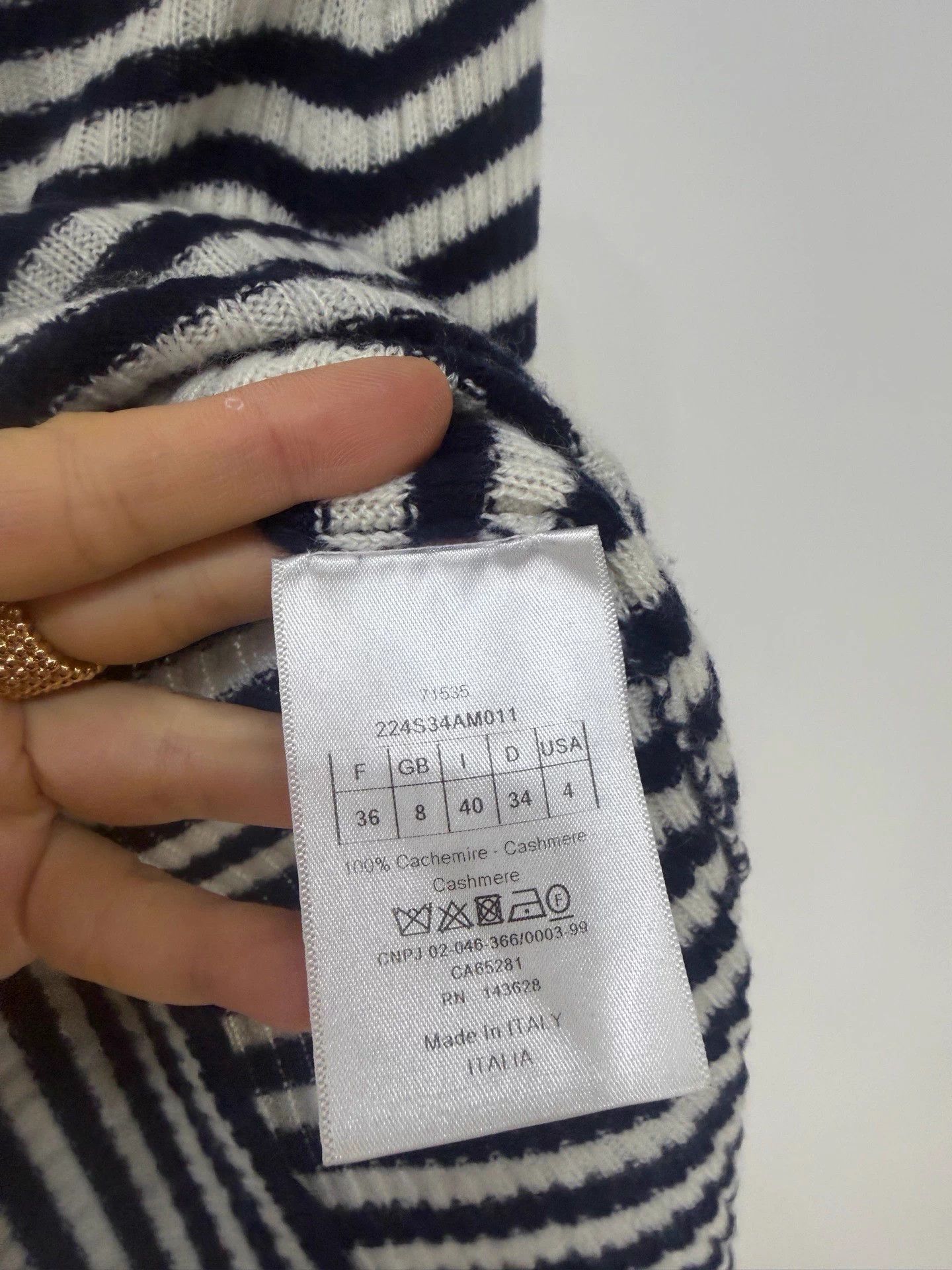 Dior Dior CD Black & White Stripe Cashmere Sweater FR36 99 Size XS / US 0-2 / IT 36-38 - 4 Thumbnail