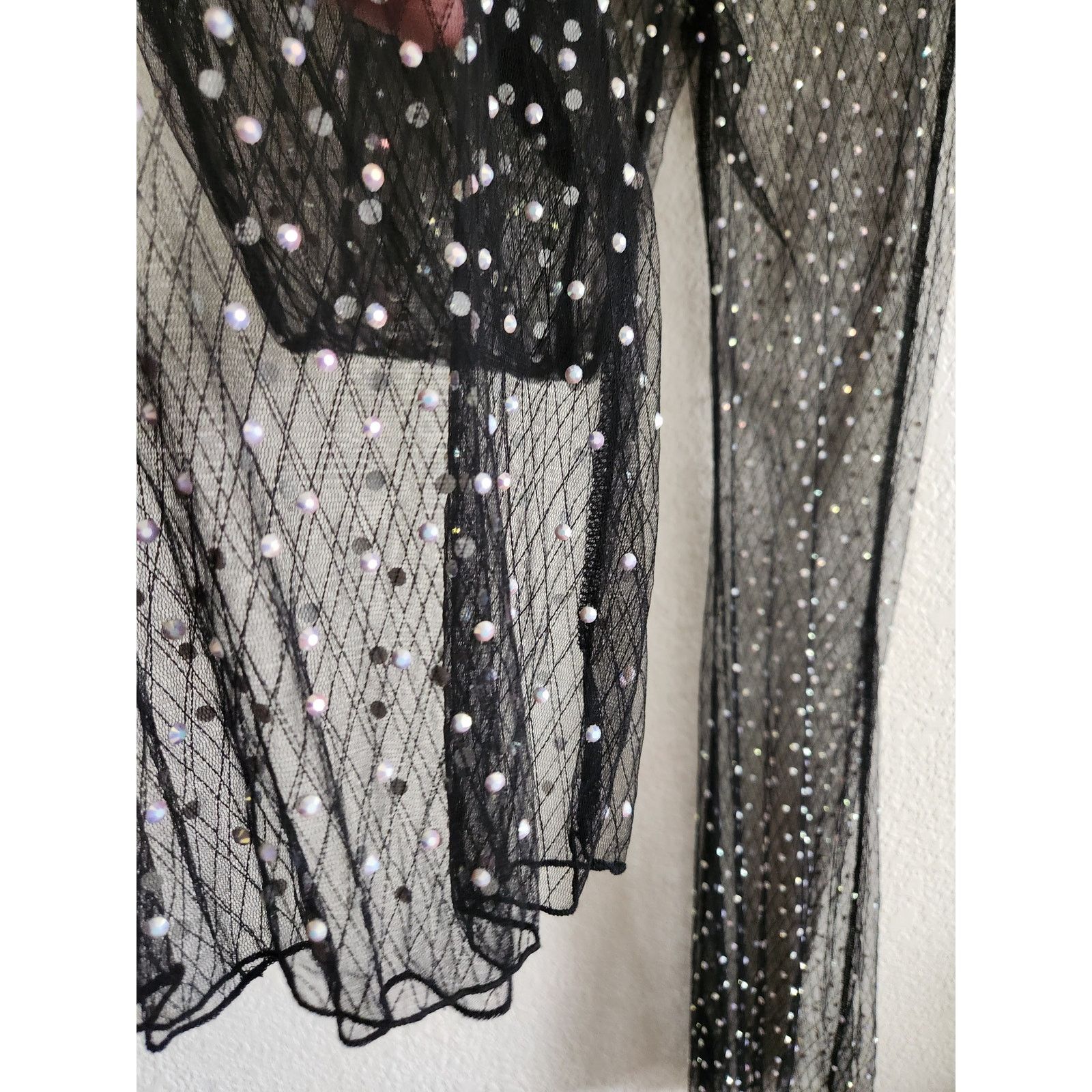 Other Bear Dance Black Sheer Studded Flare Out Leggings S Size 27" / US 4 / IT 40 - 3 Thumbnail