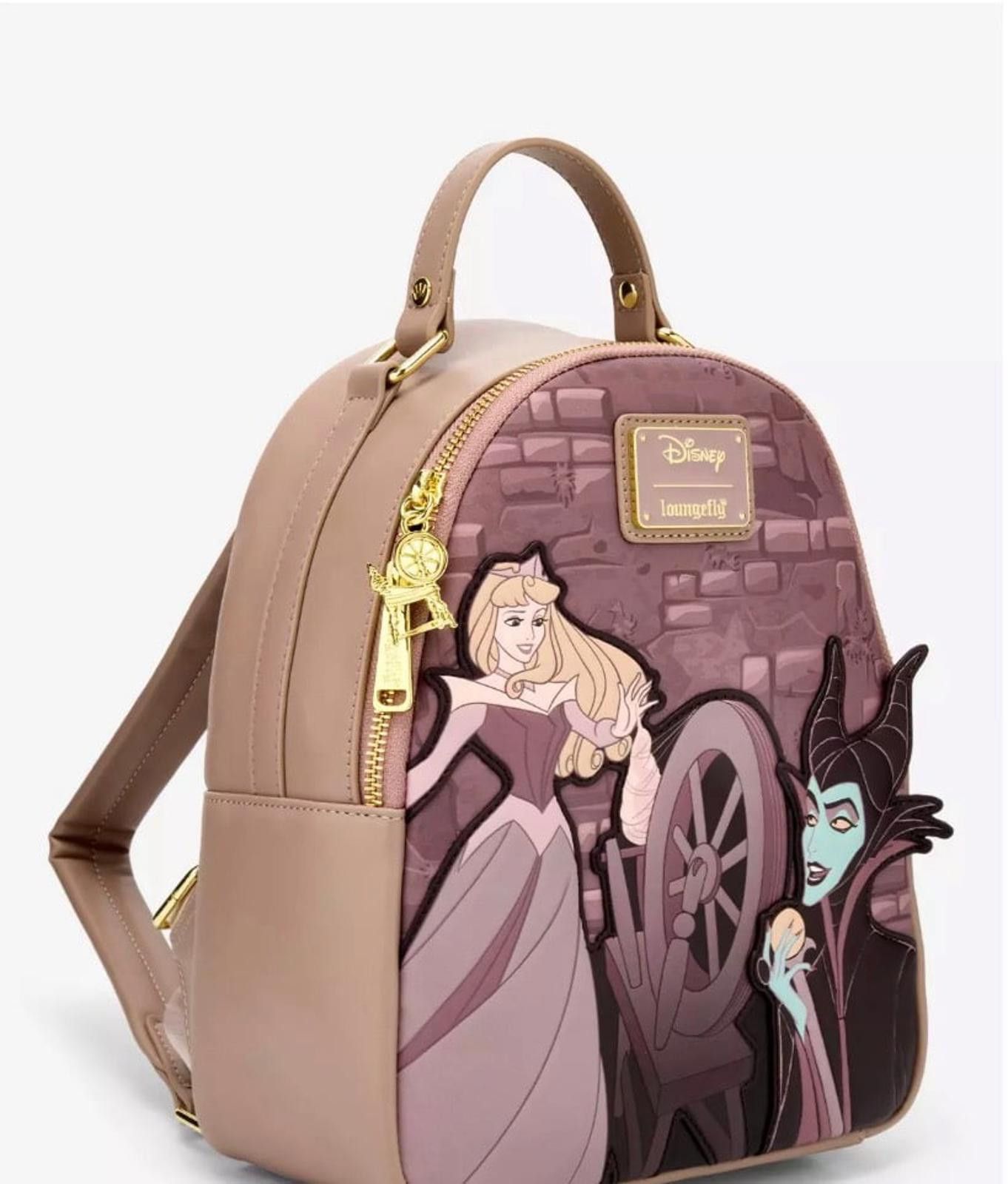 Loungefly Disney Aurora Maleficent Spinning Wheel Mini Backpack NWT Loungefly Disney Sleeping Beauty Maleficent & Aurora  main image 3