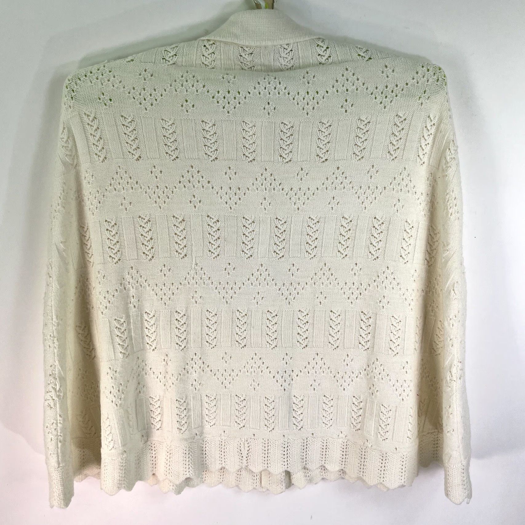 Vintage VINTAGE Sherry Gale Cardigan Poncho Sweater M Ivory Geometric Open-Knit Boho Collar Womens Size M / US 6-8 / IT 42-44 - 6 Thumbnail