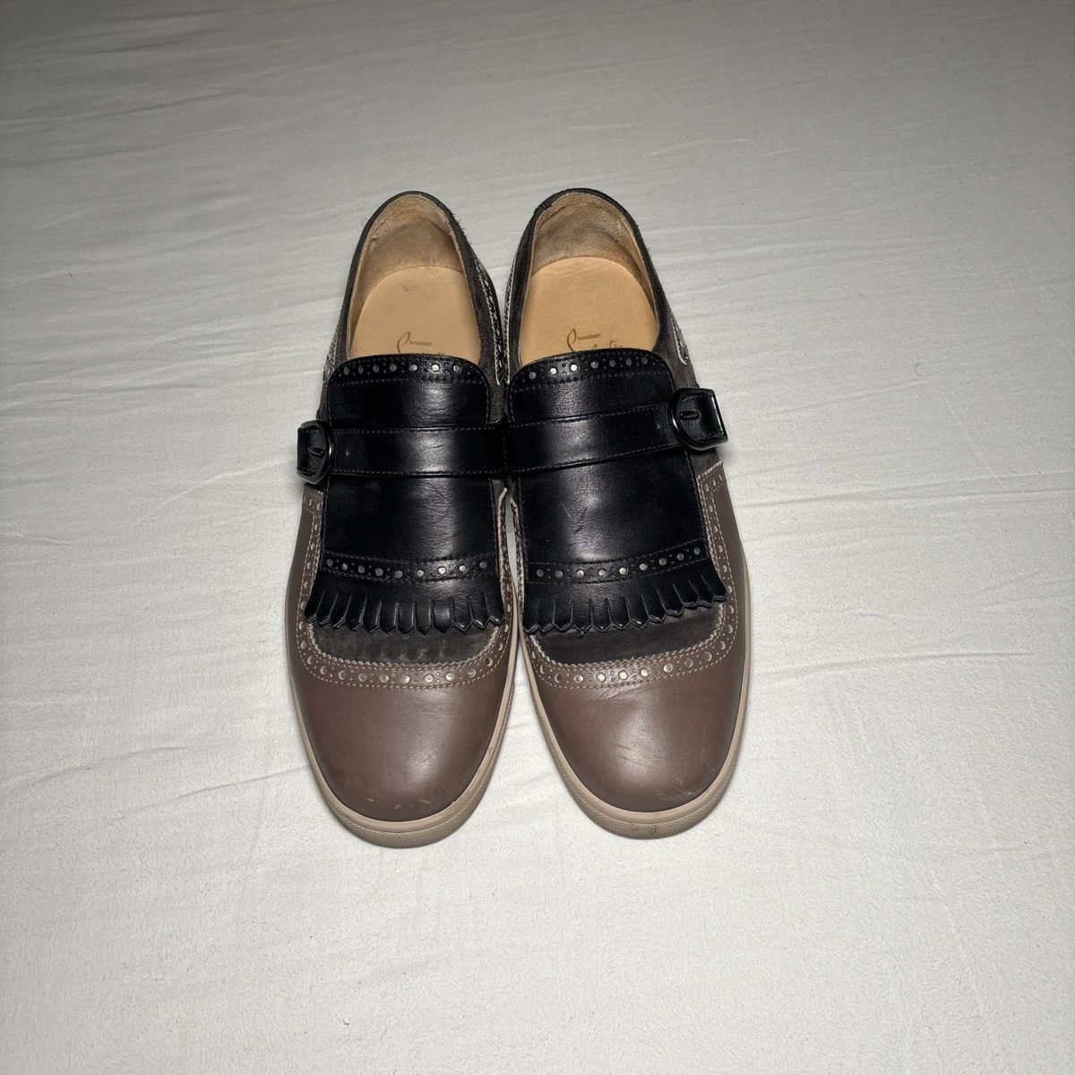 Christian Louboutin Christian Louboutin Kiltie Moc Sneakers Black Taupe Leather Size US 10 / EU 43 - 2 Thumbnail