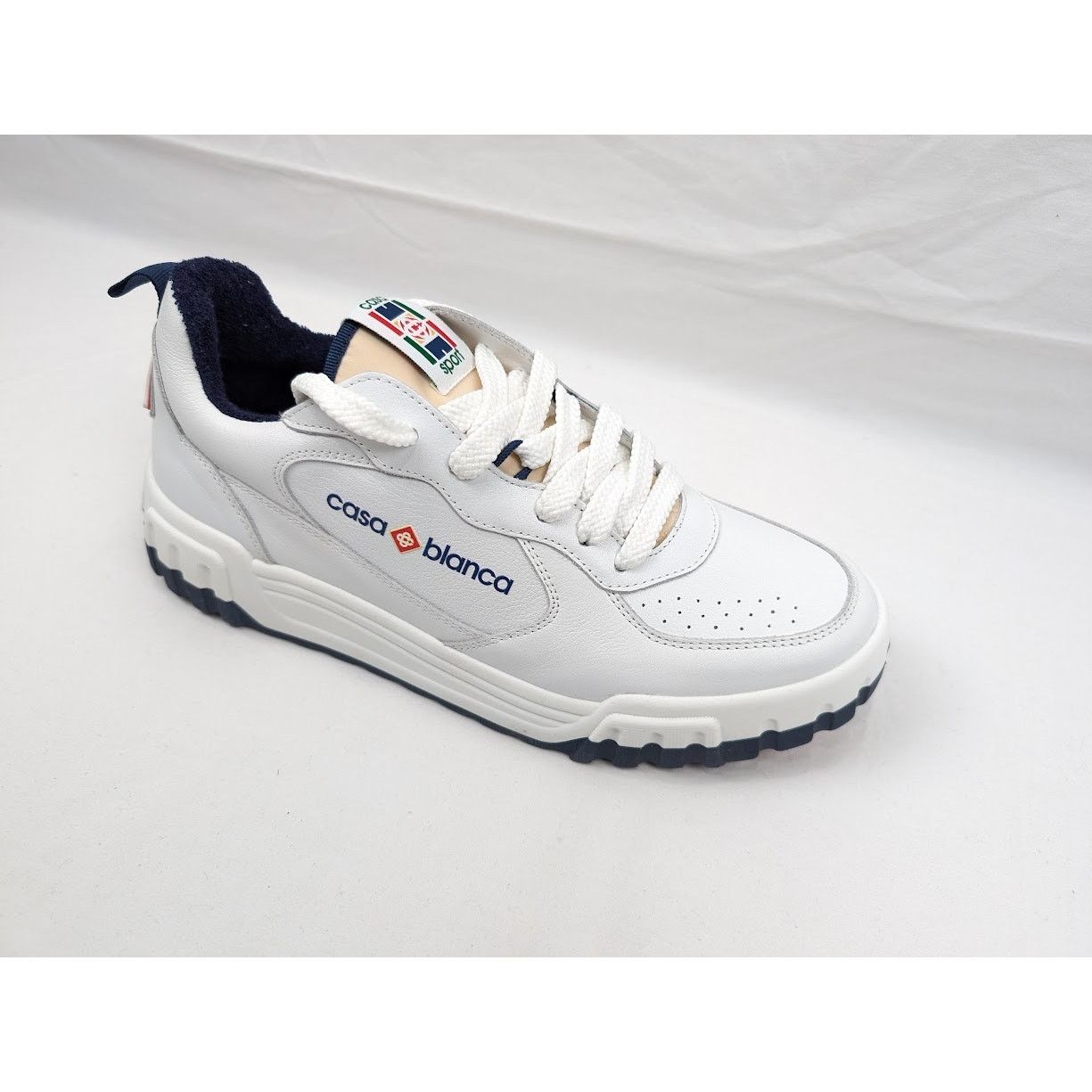 Casablanca o1rshd1 Men's Court Sneakers in White Navy Size US 9 / EU 42 - 2 Thumbnail