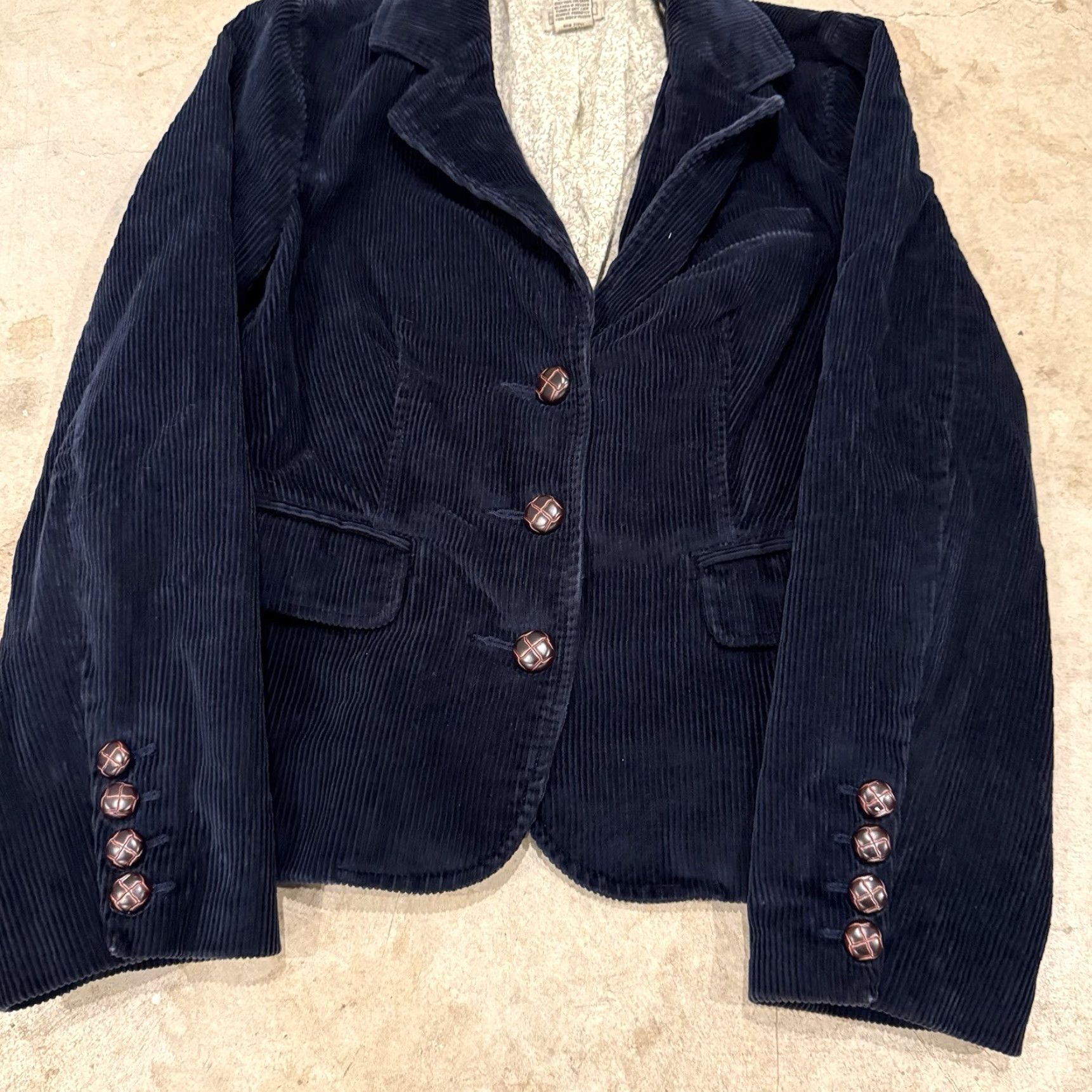 Vintage LL Bean Blazer Petite 8 Navy Blue Corduroy Long Sleeve Button Up Jacket Women's Regular Blazer Short Jacket Size M / US 6-8 / IT 42-44 - 4 Thumbnail