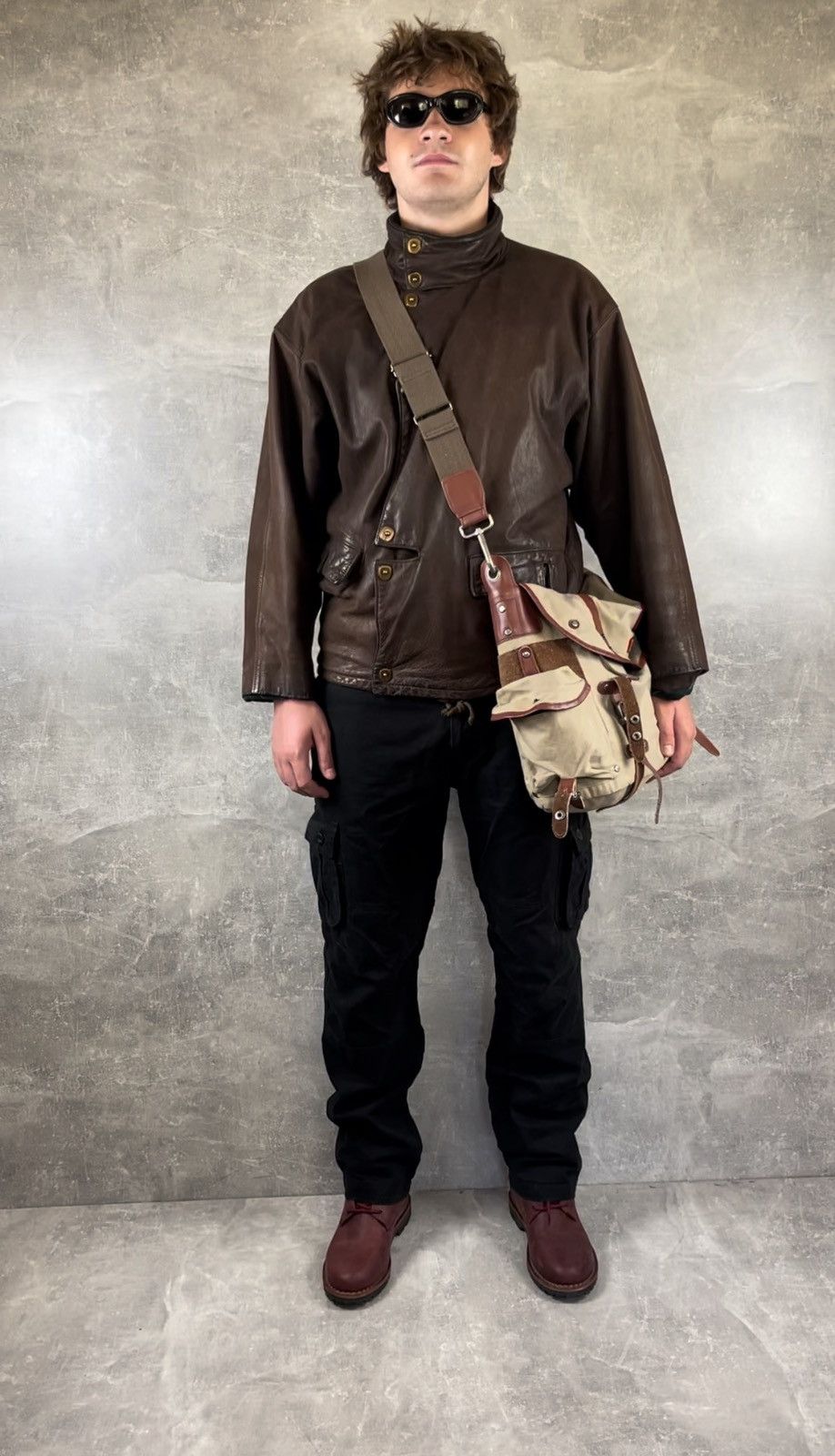 Vintage Machu Picchu Canvas Leather Messenger Bag Crossbody Travel Size ONE SIZE - 2 Thumbnail