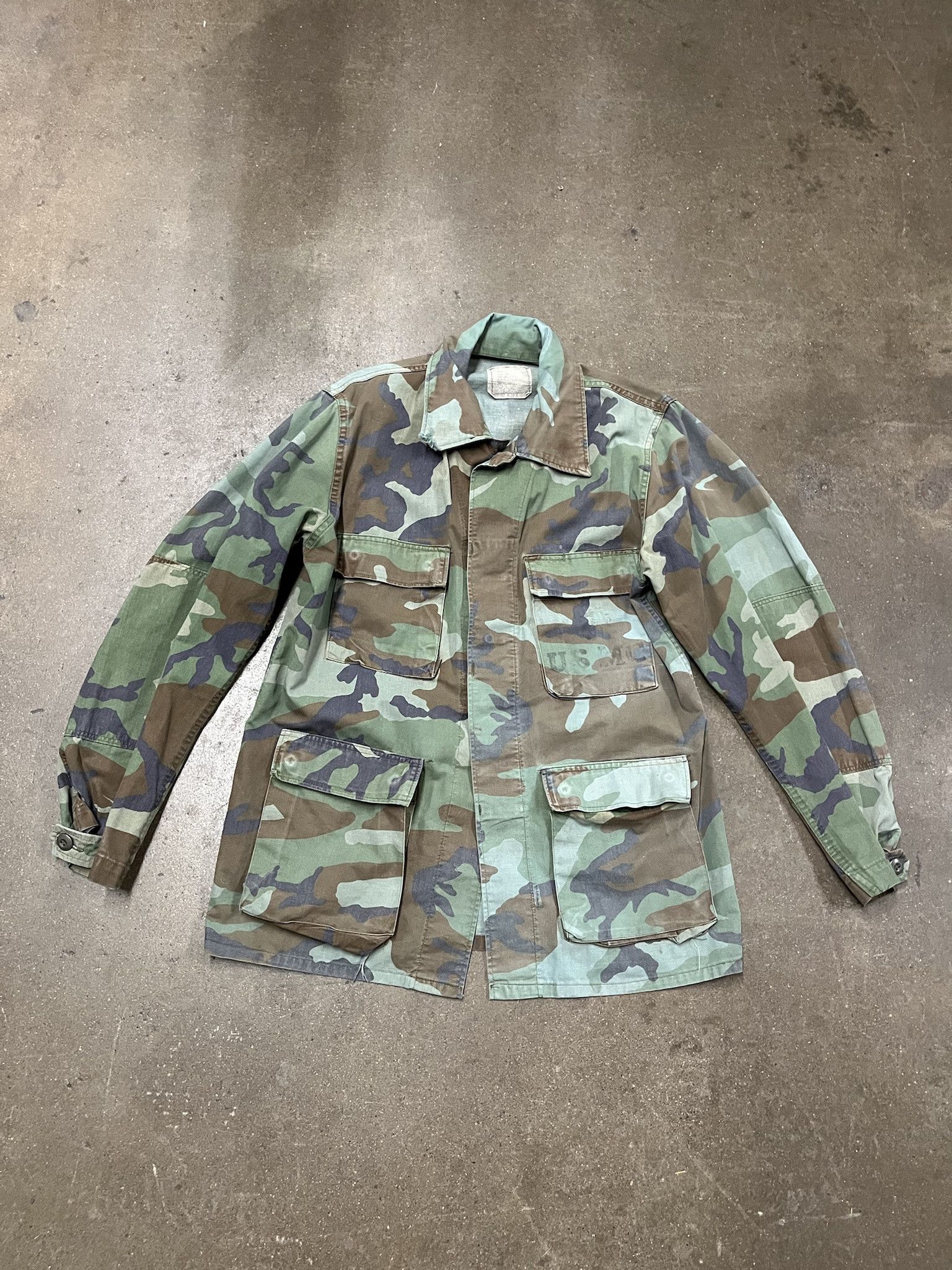 Vintage Vintage 1990s Military USMC Custom Blue Dyed BDU Camo Field Shirt Size M Size US M / EU 48-50 / 2 - 1 Thumbnail