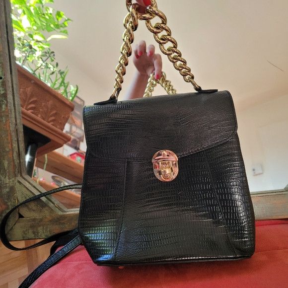 Other Divina Firenze Black Leather Backpack Crossbody Bag Size ONE SIZE - 4 Thumbnail
