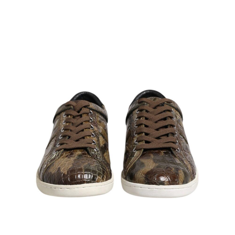 Dolce & Gabbana Dolce & Gabbana Brown Exotic Leather Low Top Sneakers Shoes Size US 7 / EU 40 - 2 Thumbnail
