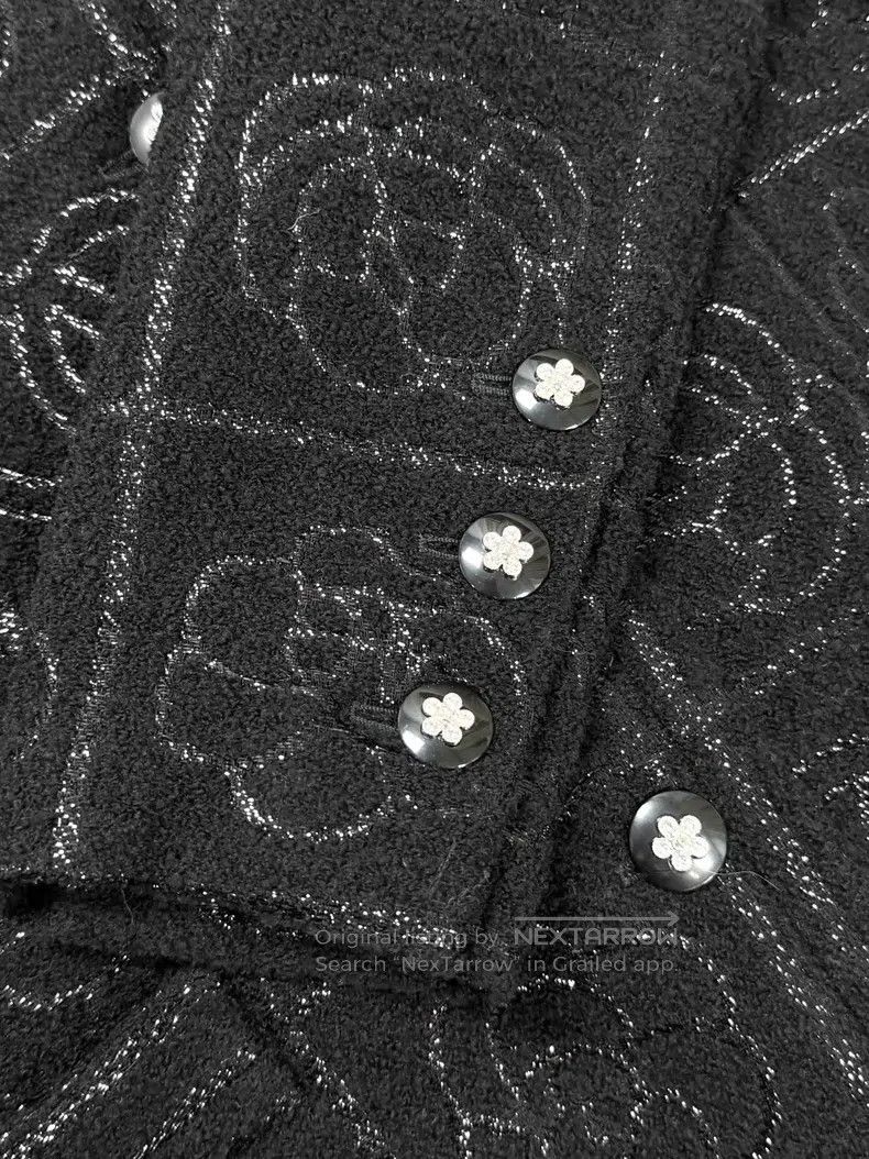 Chanel Chanel Dark-patterned camellia round-neck long coat Size XS / US 0-2 / IT 36-38 - 4 Thumbnail