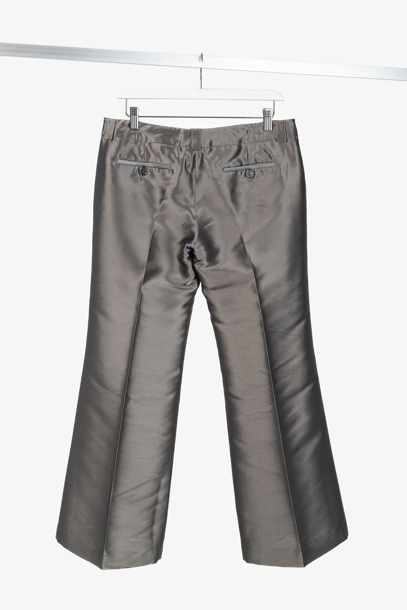 Burberry Burberry Grey Silk-Blend Taffeta Flared Trousers Size 28" / US 6 / IT 42 - 2 Thumbnail