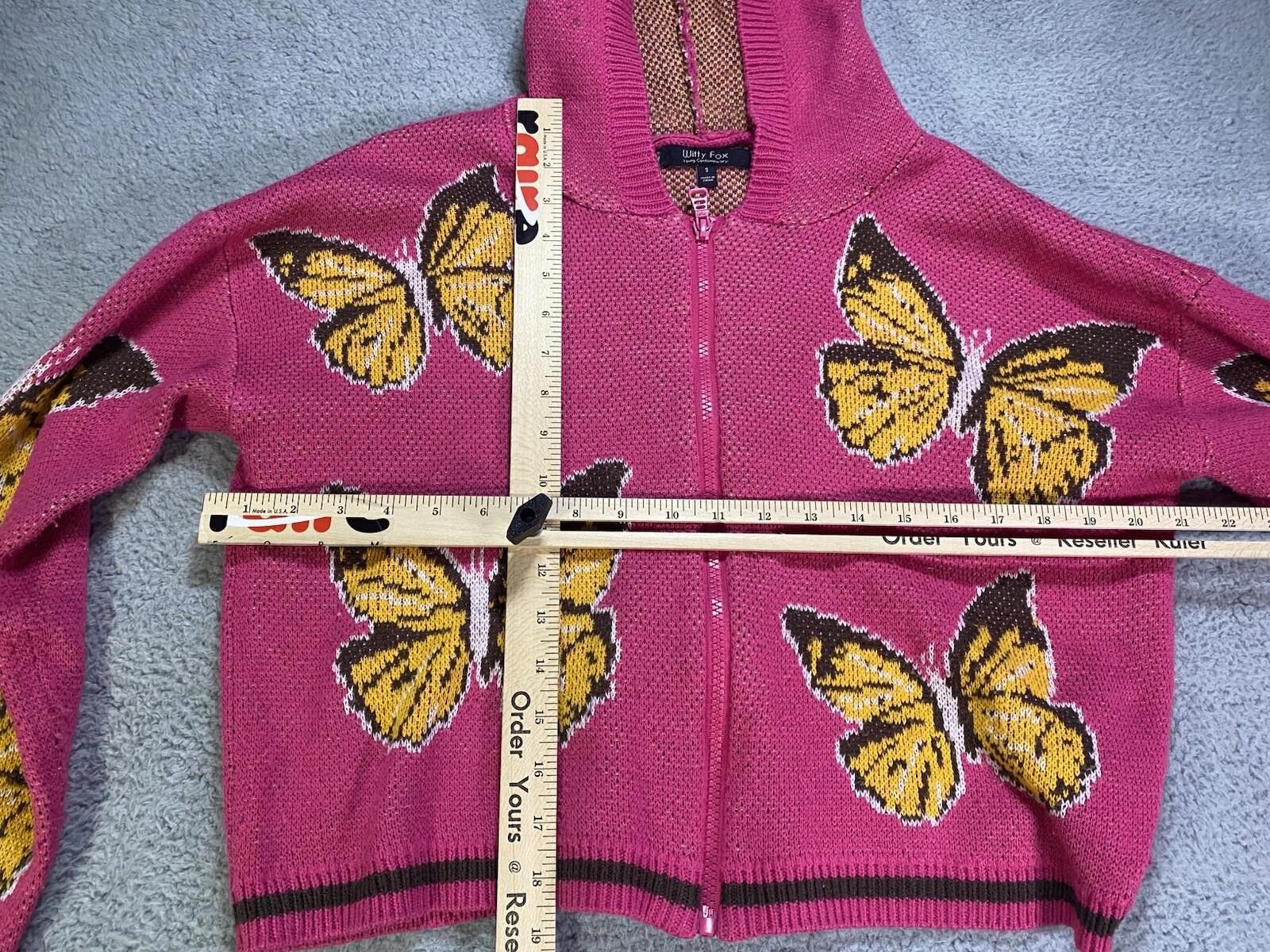 Fox Racing Women Sweater Small Knitted Pink Butterflies Witty Fox Size S / US 4 / IT 40 - 3 Thumbnail