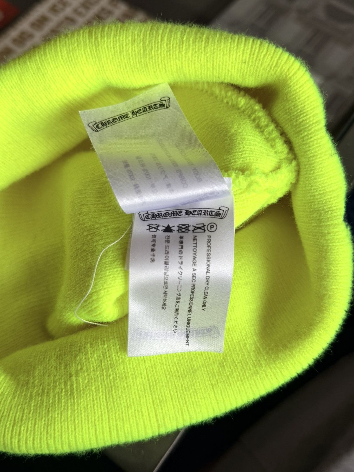 Chrome Hearts Lime Green Triple Cross Beanie Size ONE SIZE - 5 Thumbnail