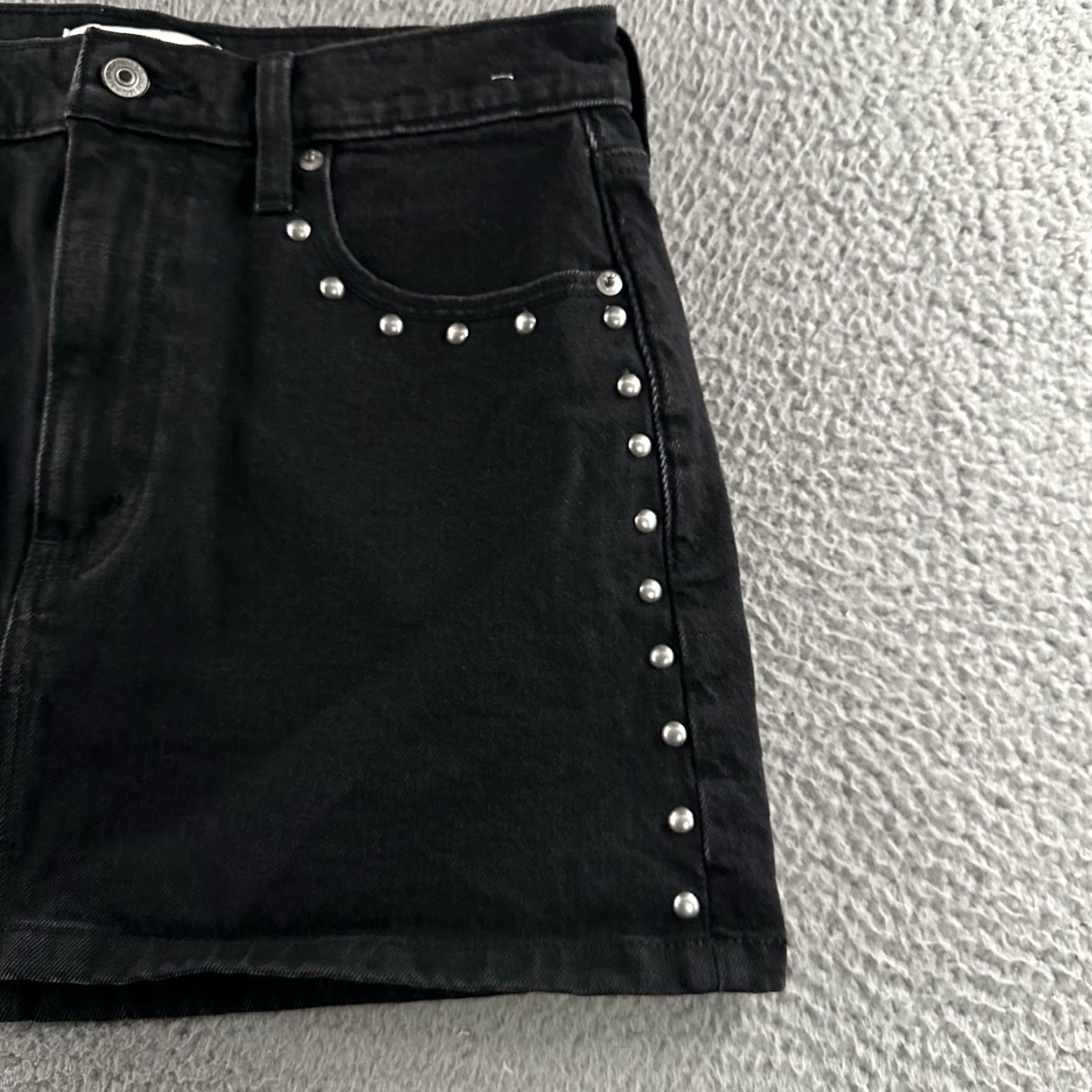 Abercrombie & Fitch Abercrombie & Fitch Womens Mini Skirt Black Size 29 High Rise Denim Studded (Stretch) - Regular Skirt, Short, Women's Fashion Size 29" - 4 Thumbnail
