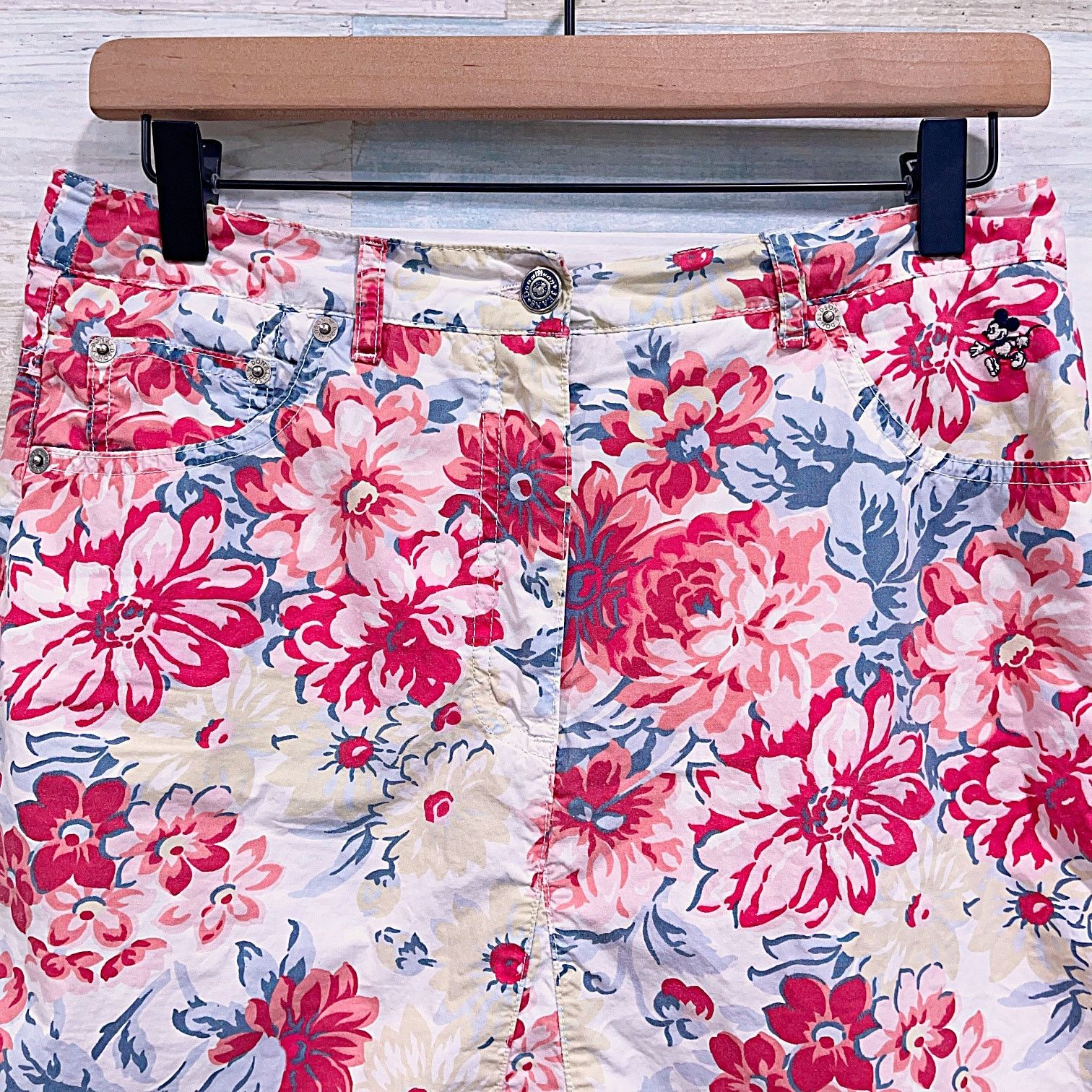 Disney Disney Vintage Floral Denim Flare Skirt Mickey Donaldson 29 Size 29" - 2 Thumbnail