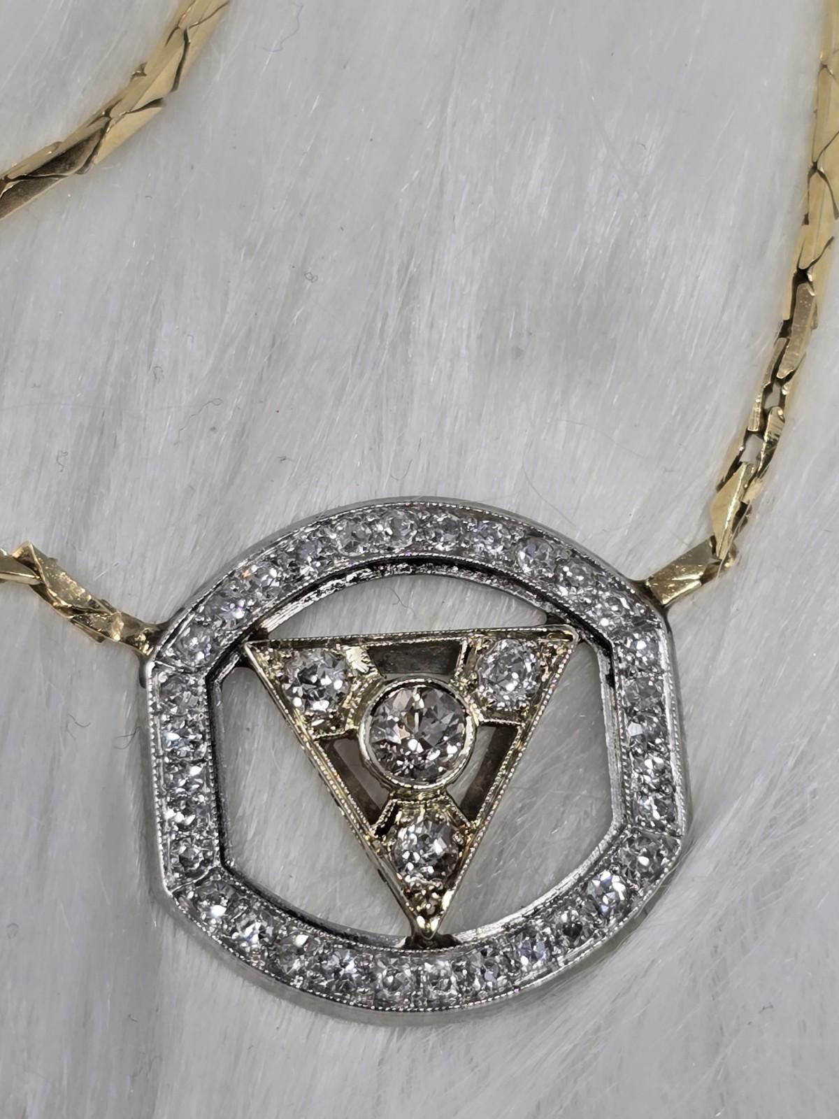 Antique Rivet Vtg 14k White Gold Art Deco Diamond Lavaliere Necklace Size ONE SIZE - 6 Thumbnail