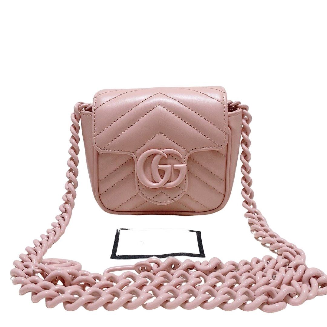 Gucci Gucci GG Marmont Pink Quilted Leather Mini Bag Size ONE SIZE - 1 Thumbnail