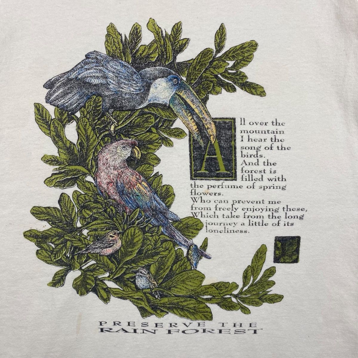 Vintage Vintage 90's Preserve The Rain Forest Higgins Natural Size US M / EU 48-50 / 2 - 2 Thumbnail