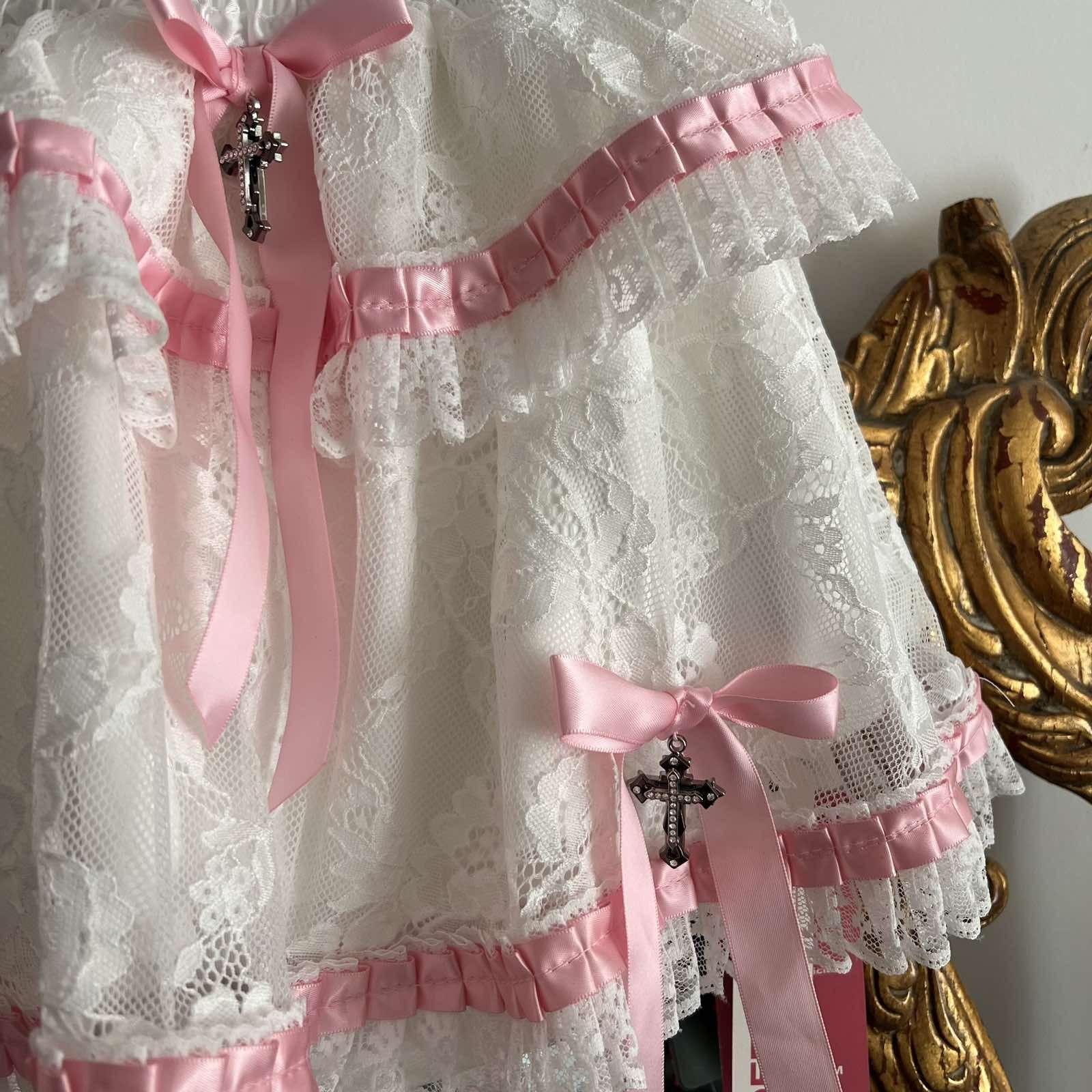 Japanese Brand Romwe schoolgirl plaid lace tie mini skirt Y2K Size 30" / US 8 / IT 44 - 6 Thumbnail