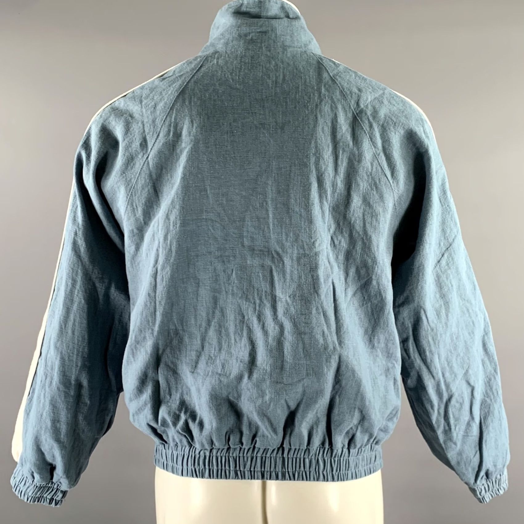 Rhude RHUDE Size S Blue White Color Block Linen Bomber Jacket Size US S / EU 44-46 / 1 - 4 Thumbnail
