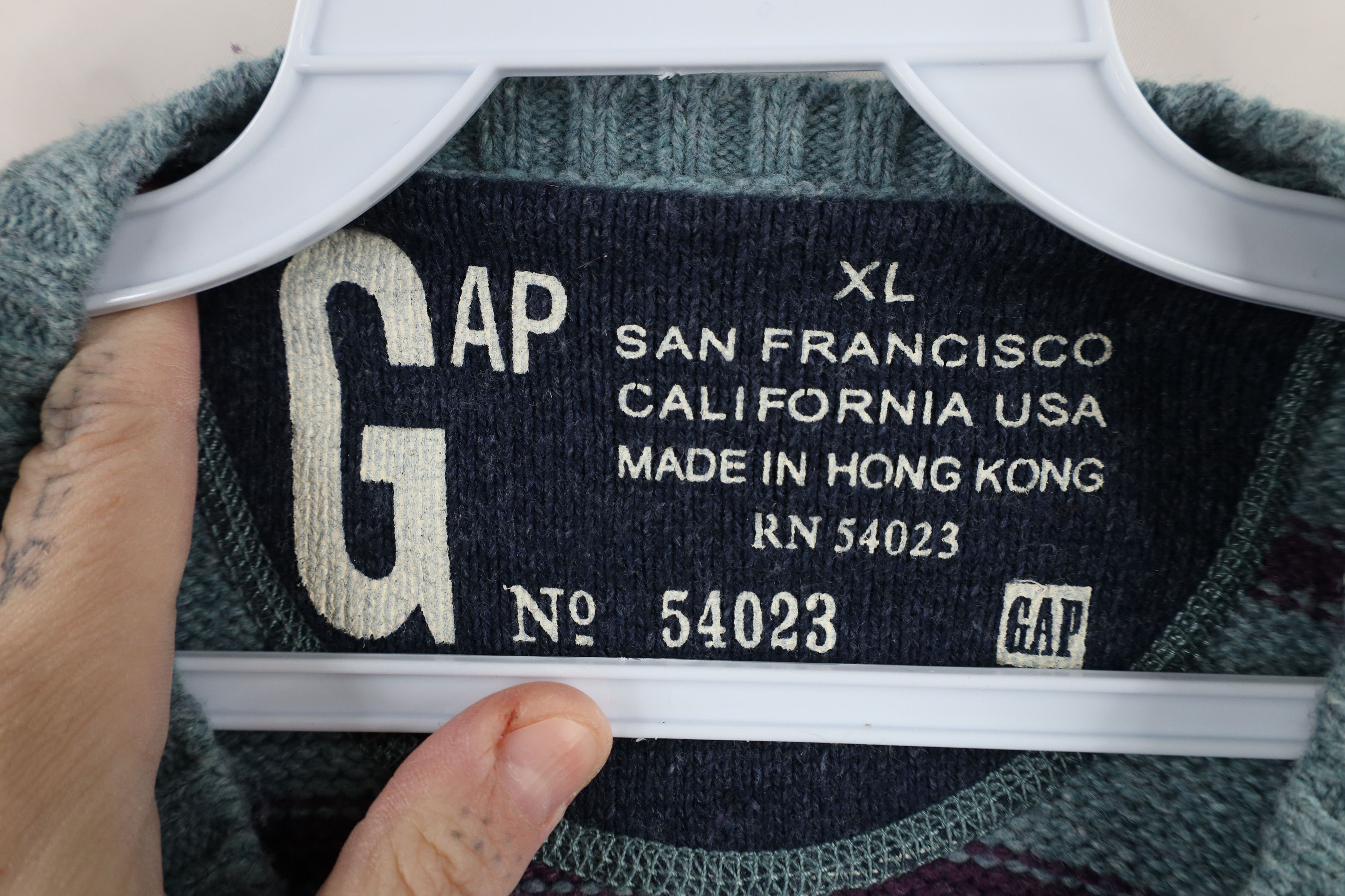 Gap × Vintage Vintage Gap Wool Blend Knit Striped Crewneck Sweater Blue Size US XL / EU 56 / 4 - 4 Thumbnail