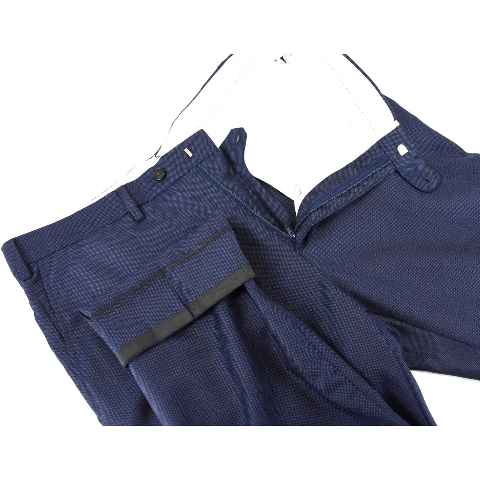 Suitsupply Suitsupply Sienna Trousers Men UK 44S / W37 Patterned Blue Wool Pleated Tapered Dress Pants Size US 44 / EU 60 - 4 Thumbnail