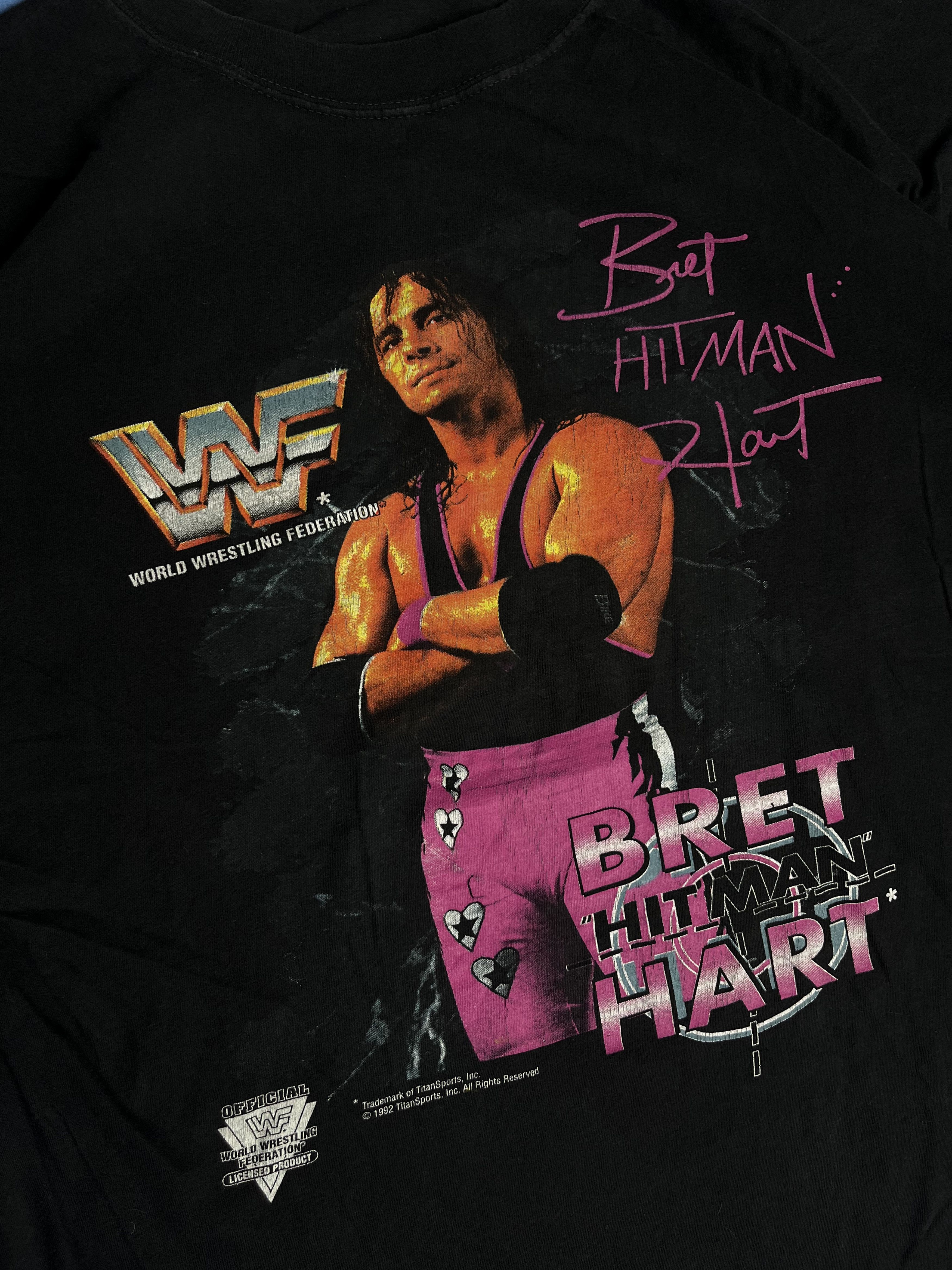 WWF Vintage 1992 WWF Bret Hitman Hart Wrestling USA Size US L / EU 52-54 / 3 - 2 Thumbnail