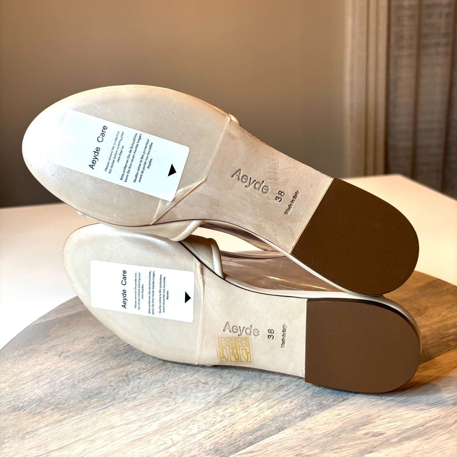 aeyde Aeyde Sandals Cream Nappa Leather Flat Slip On Italy 38 US 8 Size US 8 / IT 38 - 4 Thumbnail