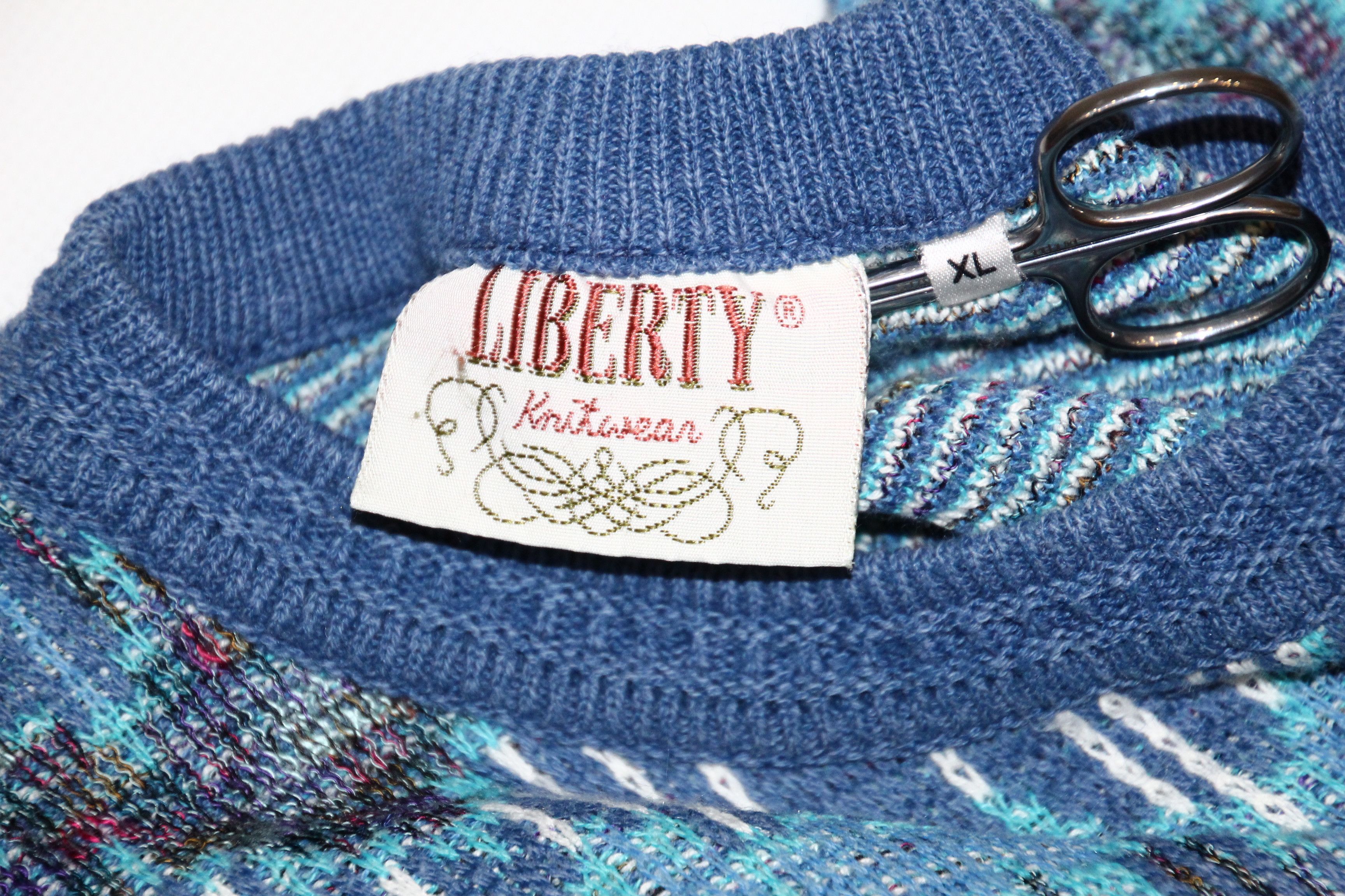 Liberty 80's Liberty Intarsia Cotton Blend Knit Sweater Size US XL / EU 56 / 4 - 7 Thumbnail