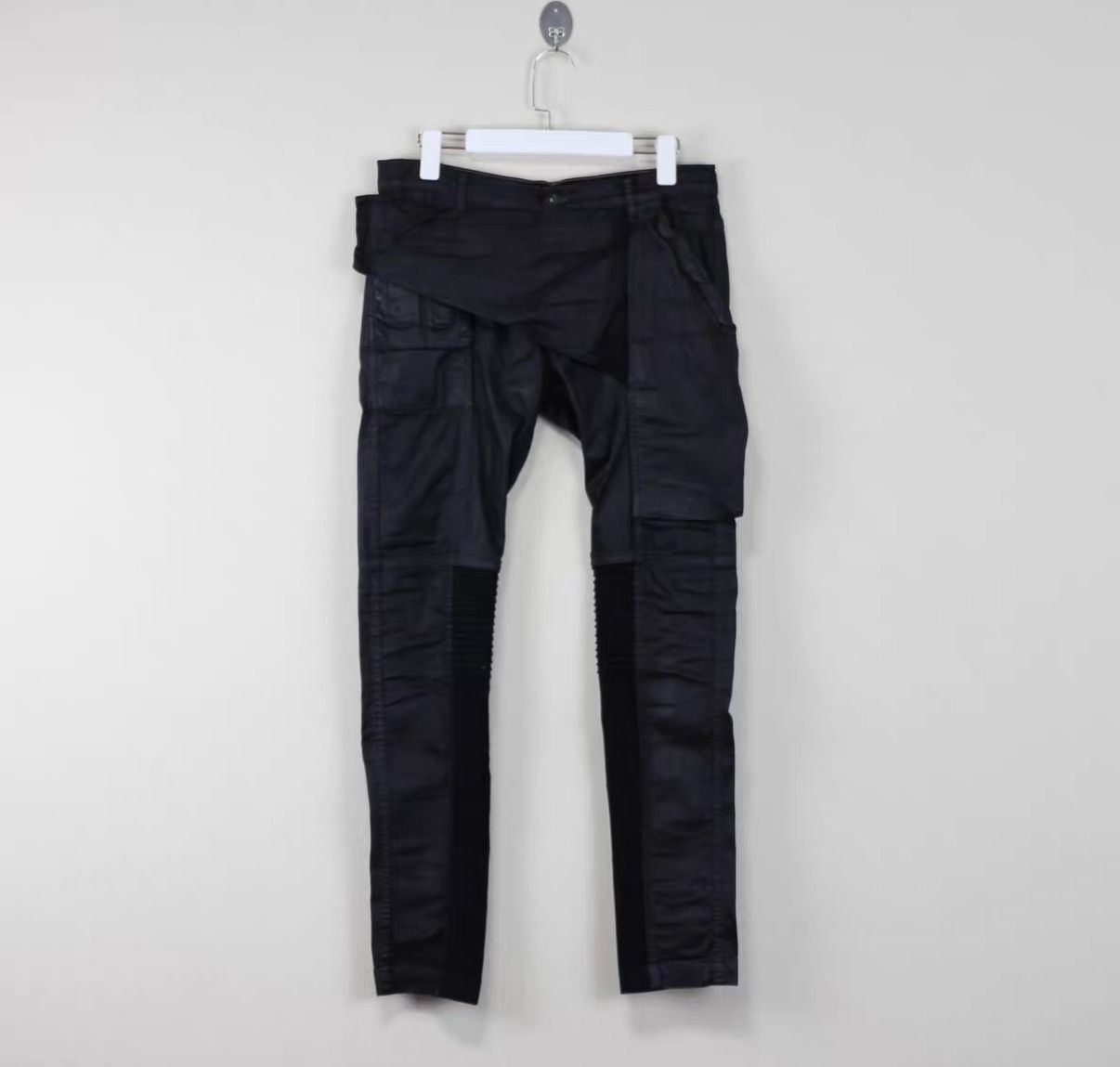 Rick Owens Rick Owens Waxed Finish Diagonal-Fly Motorcycle Pants Size US 31 - 1 Thumbnail
