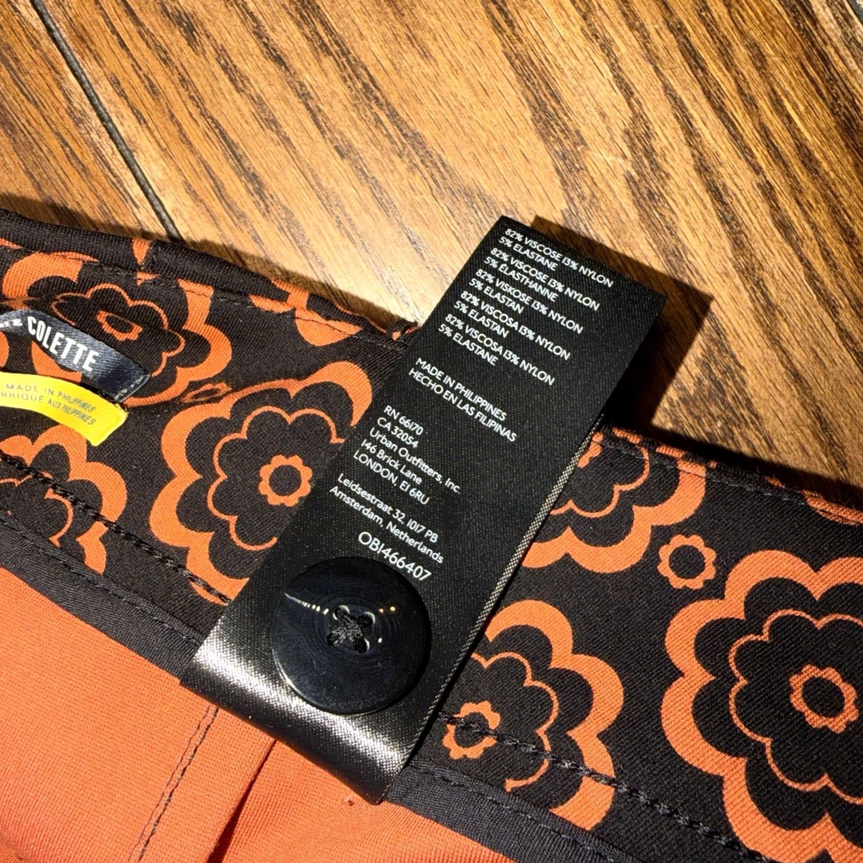 Anthropologie VINTAGE Anthropologie Maeve The Colette Pants Wide-Leg Black Orange Motif New Size 28" / US 6 / IT 42 - 7 Thumbnail