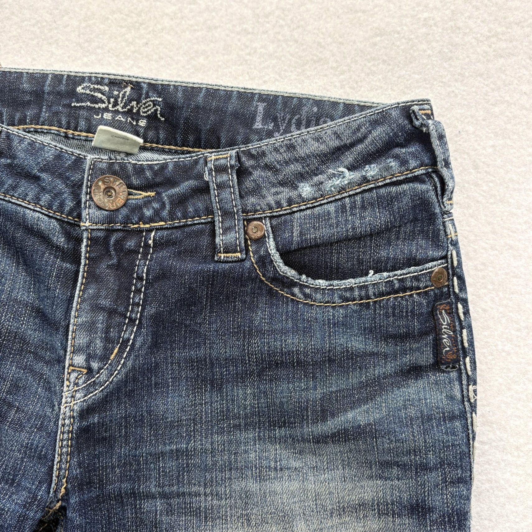 Silver Jeans Co. Silver Jeans Lydia Straight Womens 29x32 Dark Wash Mid Rise Jeans Y2K Grunge Size 29" - 4 Thumbnail